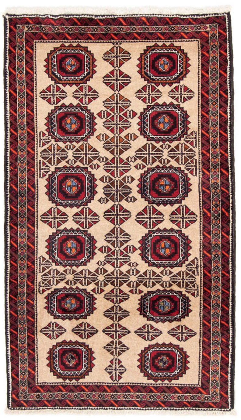 Image of morgenland Hochflor-Läufer »Belutsch Durchgemustert Beige 189 x 108 cm«, rechteckig, 0,8 mm Höhe, Handgeknüpft bei Ackermann Versand Schweiz