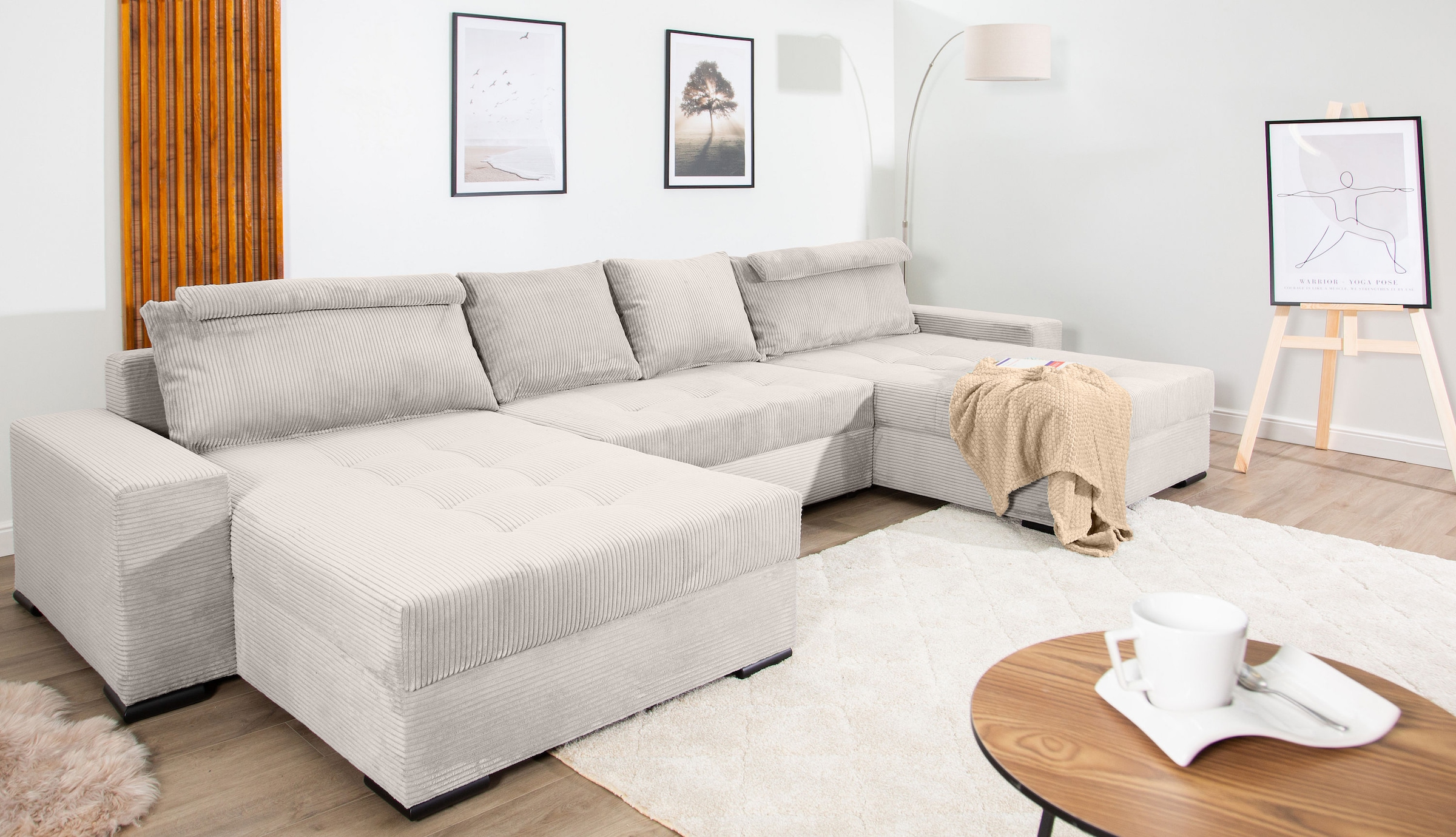 COLLECTION AB Wohnlandschaft »XXXL-Josy Relax U-Form Breite 352 cm, mit 2 gleich grossen Recamieren«, inkl. Bettfunktion, Bettkasten, mit 4 Rückenkissen in zwei Grössen