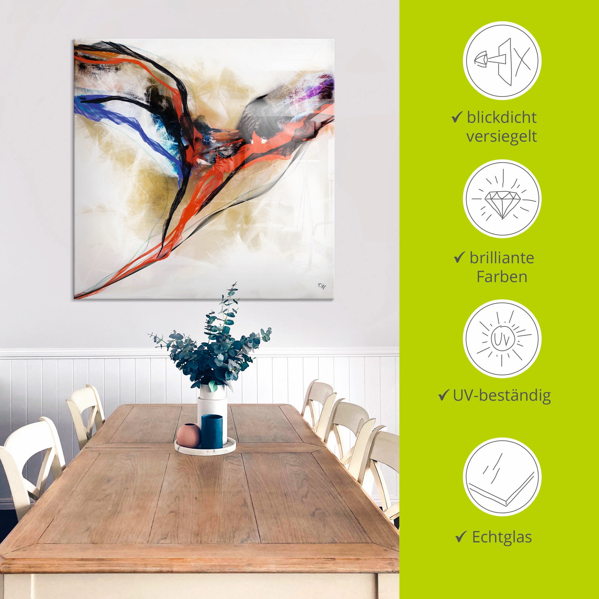 Artland Glasbild »Engel - abstrakt I«, Muster, (1 St.), in verschiedenen Grössen