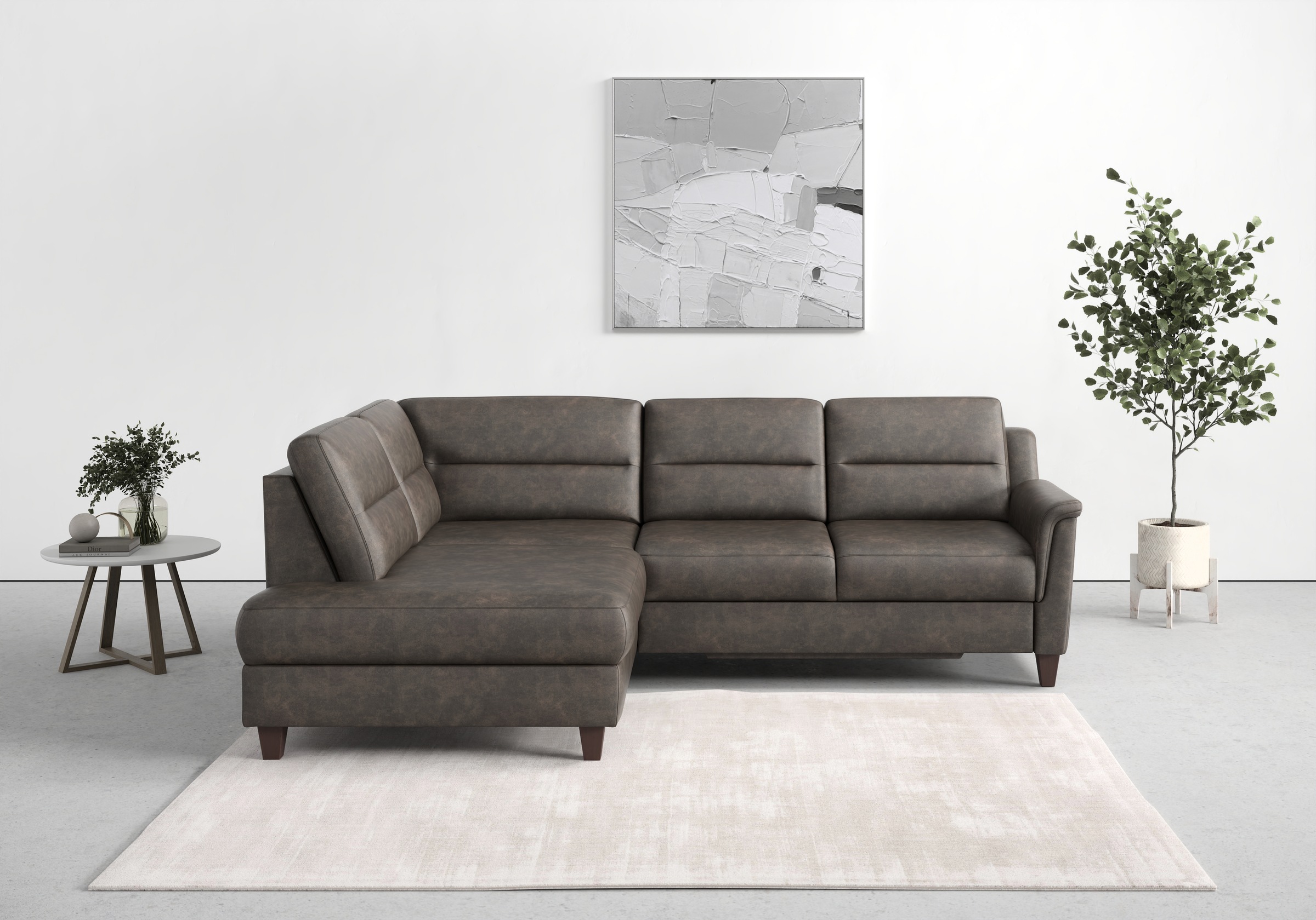 sit&more Ecksofa »Farö L-Form« inklusive Federkern, wahlweise mit Bettfunktion und Bettkasten