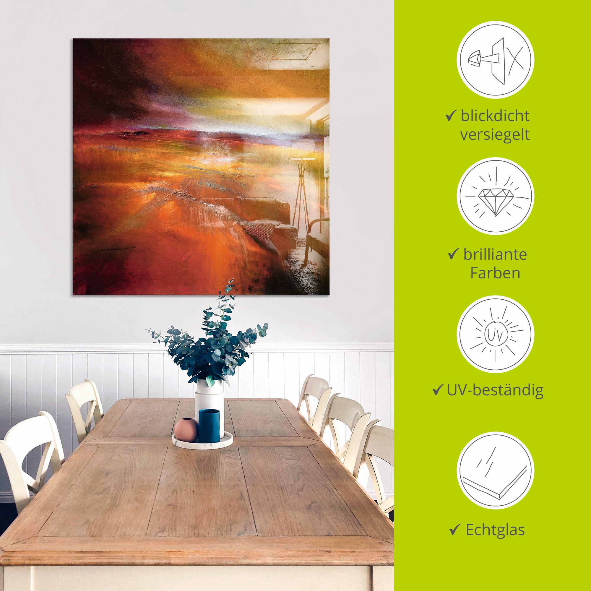 Artland Glasbild »Ernteland« Felder 1 Stk. tlg. in verschiedenen Grössen