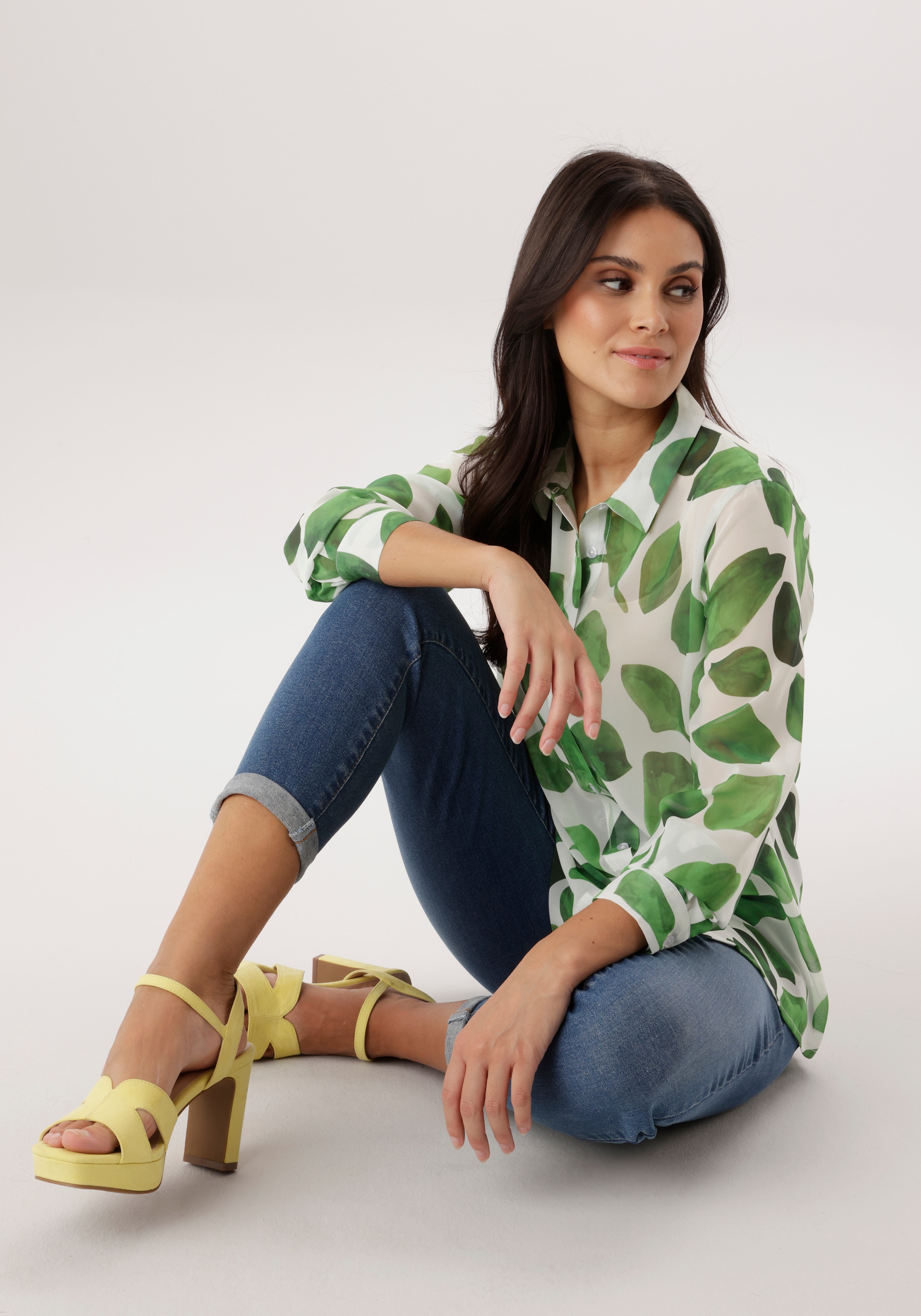 Aniston SELECTED Hemdbluse aus leicht transparentem Chiffon - NEUE KOLLEKTION