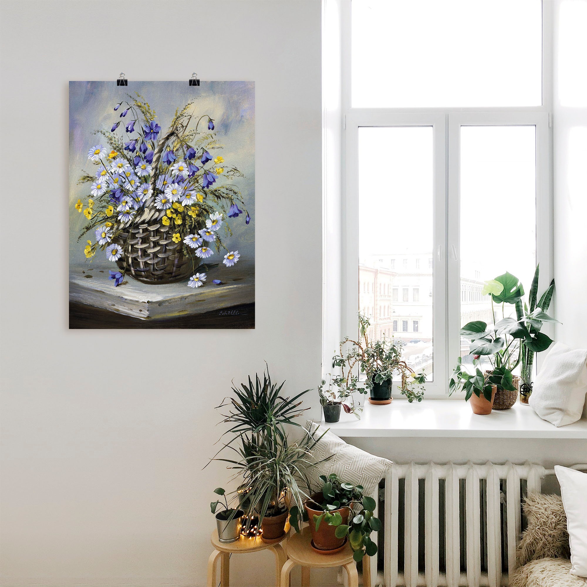 Grössen Artland »Bunter Blumen, (1 Poster oder St.), acheter als versch. confortablement Wandbild in Korb«, Leinwandbild, Wandaufkleber
