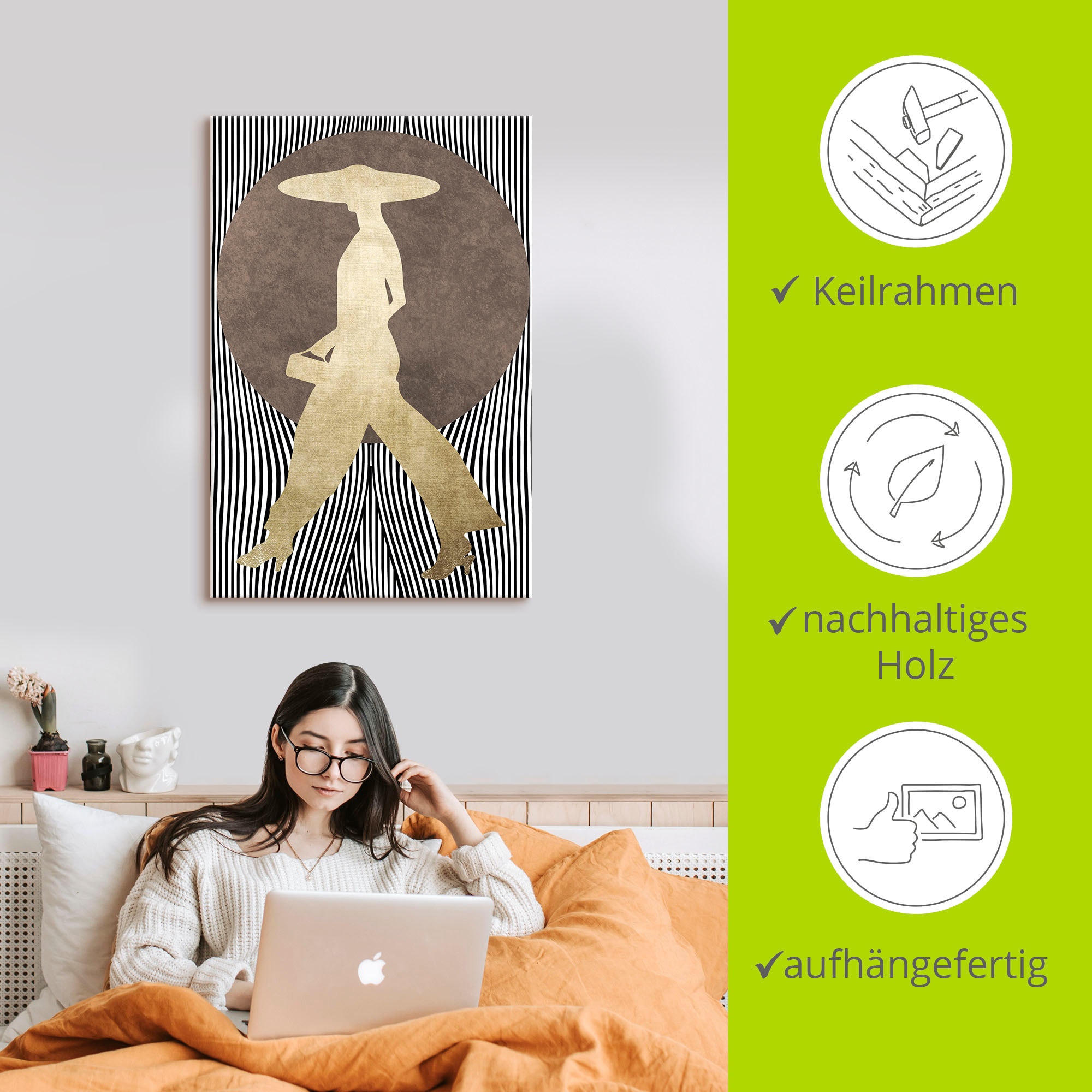 Artland Tableau sur toile »Madame Noir« 1 cuis tlg. auf Holzrahmen gespannt