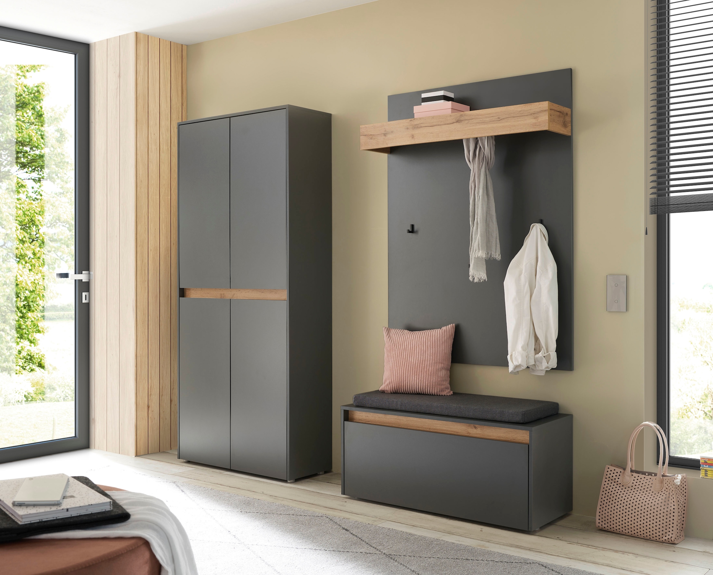 Home affaire Garderoben-Set »City/Giron, moderne Garderobe, viel Stauraum, ca. 40 Schuhe« Set, 3 Stk. tlg.