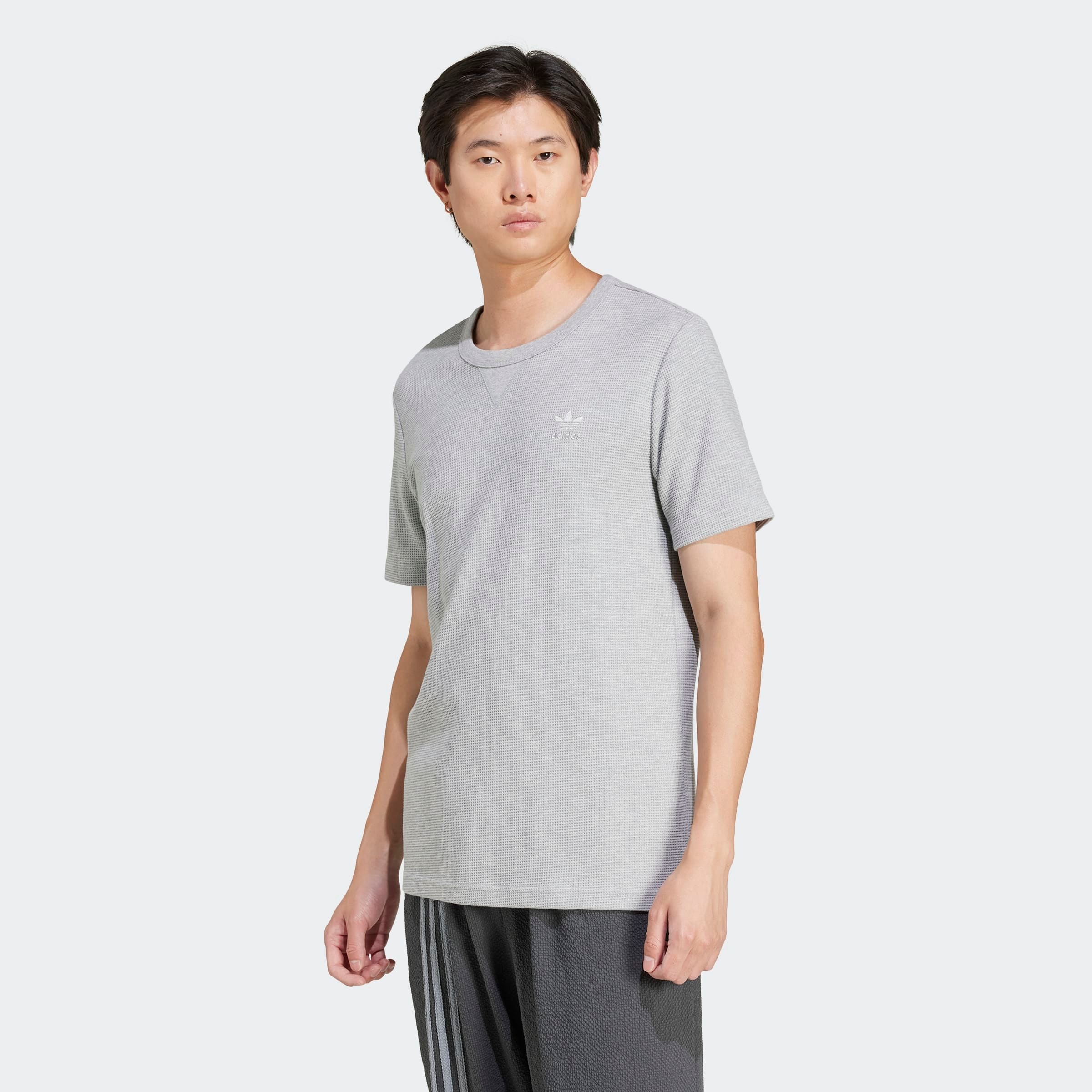 Image of adidas Originals T-Shirt "TREFOIL ESSENTIALS WAFFLE" sportlicher Stil, reguläre Passform, für Laufen, mit Waffelstruktur