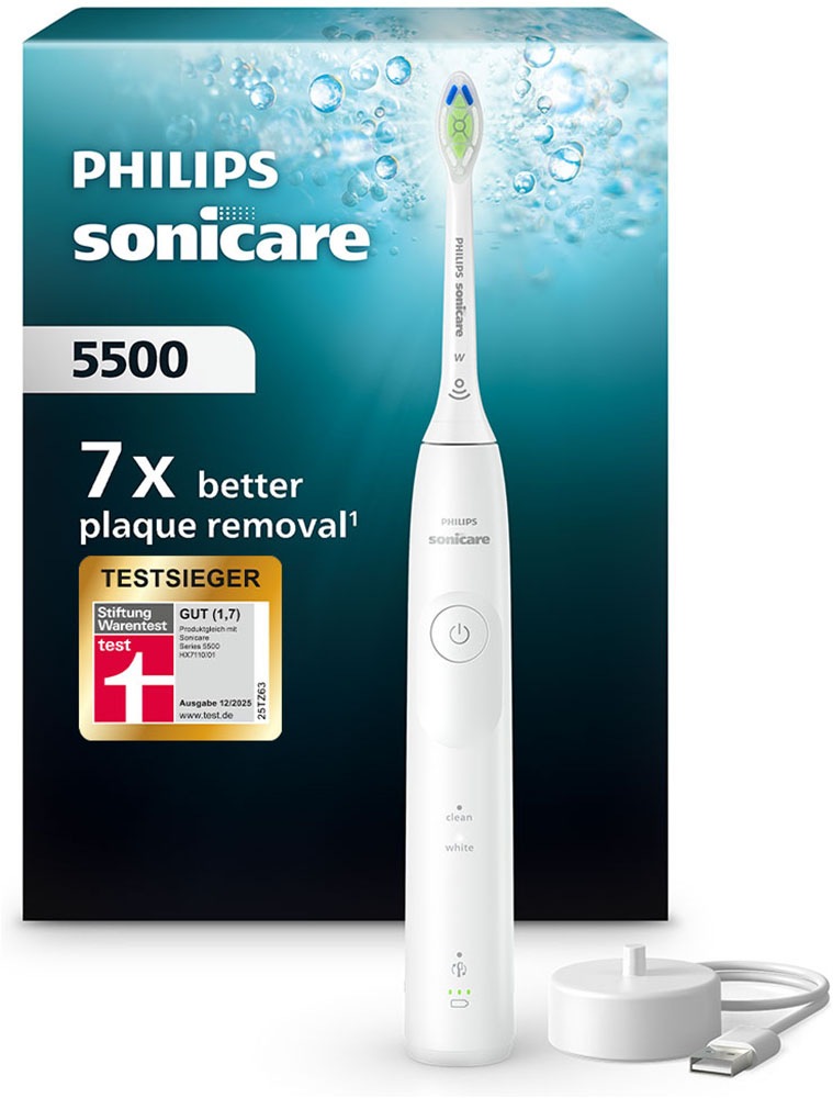 Image of Philips Sonicare Elektrische Zahnbürste "HX7110/01" 1 Stk. Aufsteckbürsten mit Drucksensor, 2 Intensitätsstufen, inkl. Ladegerät