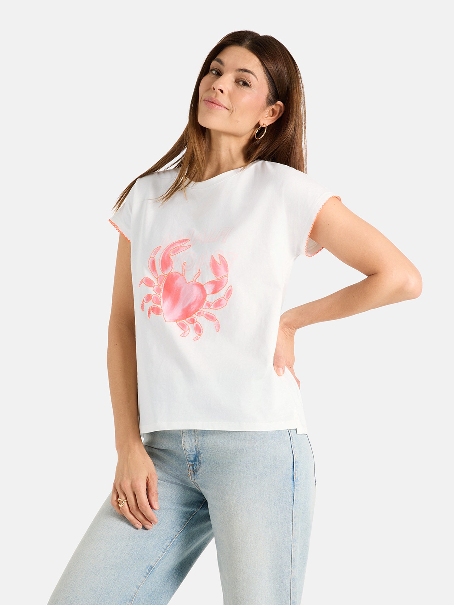 Image of Lieblingsstück Kurzarmshirt "CrabiL" mit Kontrastdetails, Frontprint