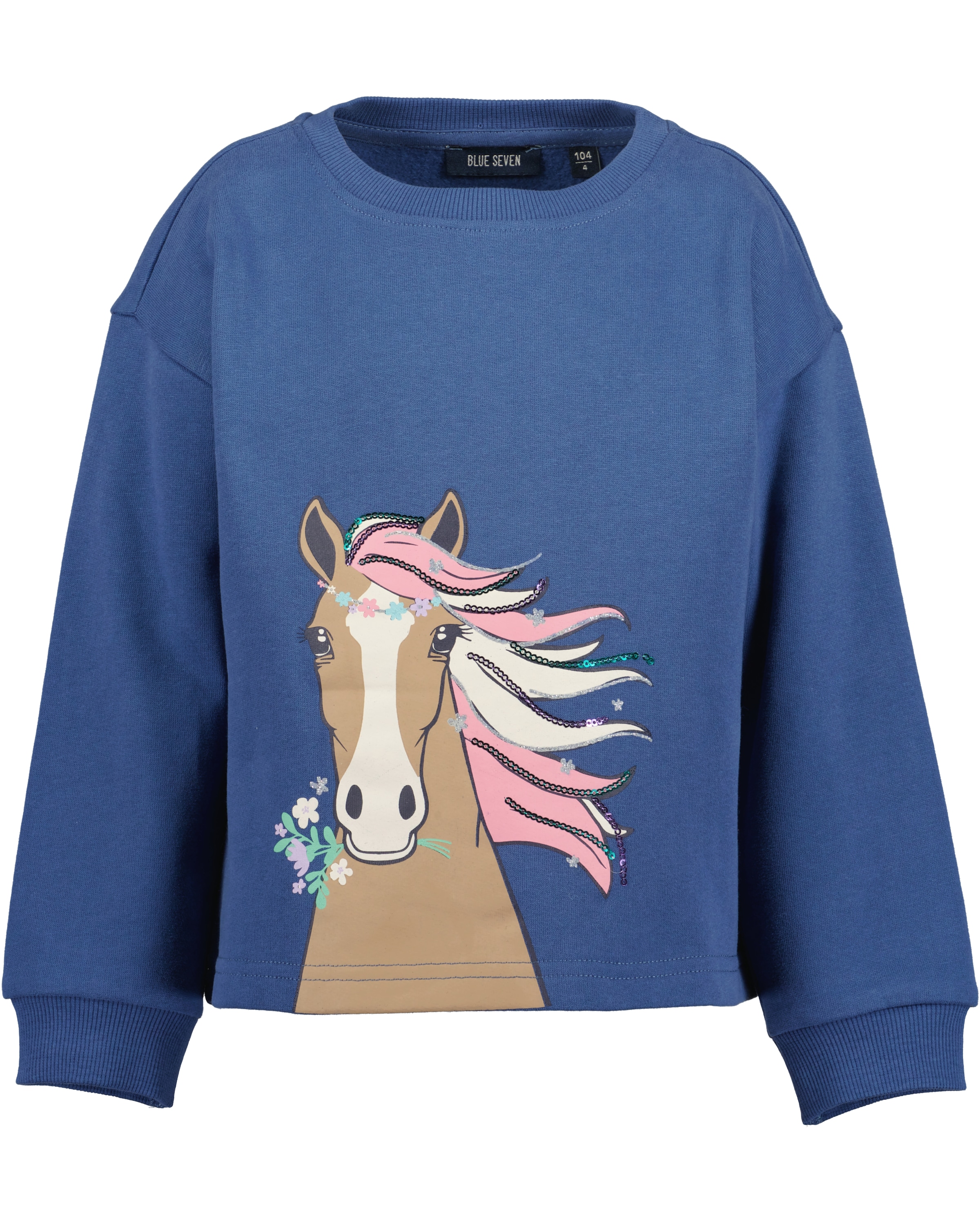 Image of Blue Seven Sweatshirt, Baumwolle, mit Glitzerdruck und Paillettendetail