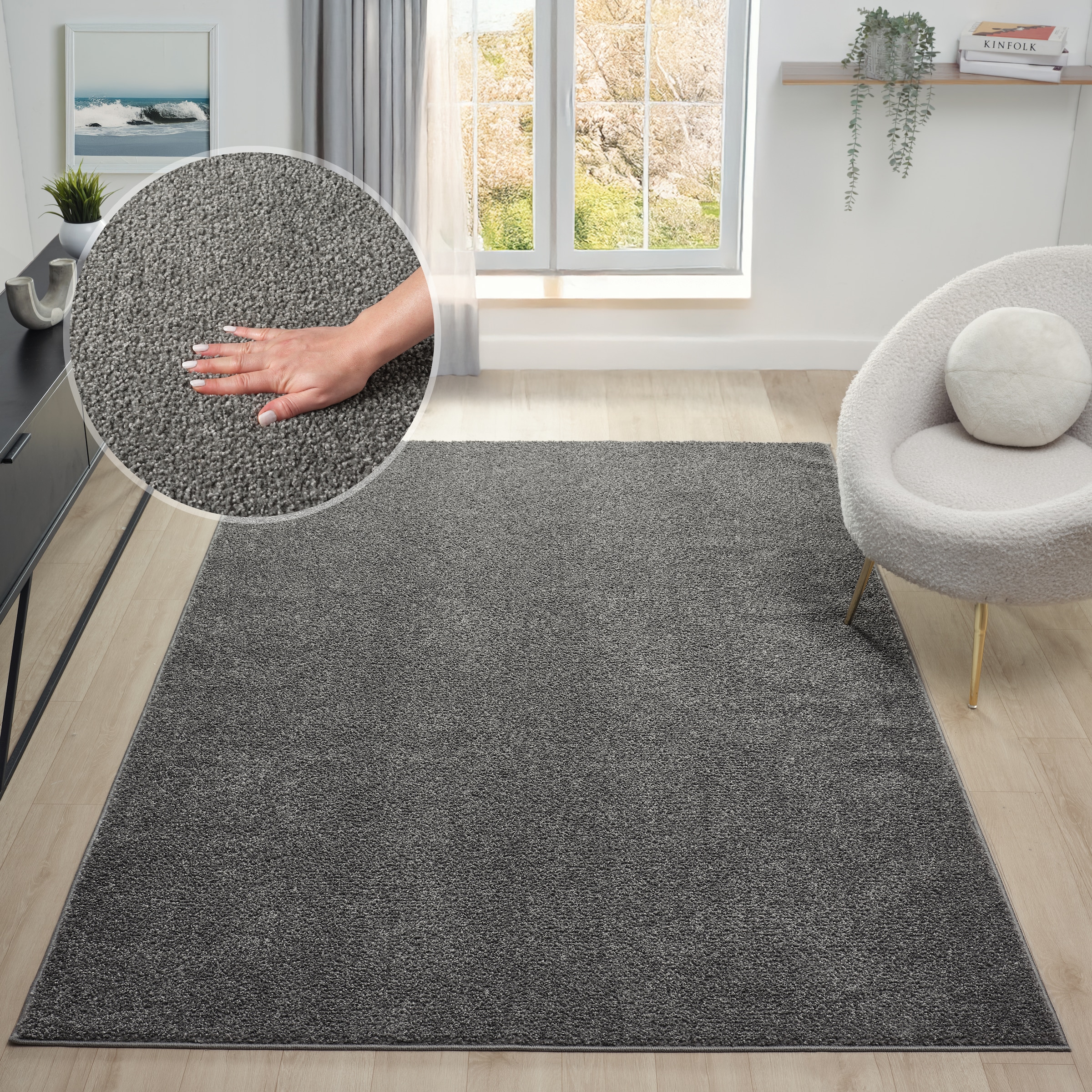 GOODproduct Teppich »Lisam« rechteckig 15 mm Höhe meliert, uni, Wohnzimmer, Schlafzimmer
