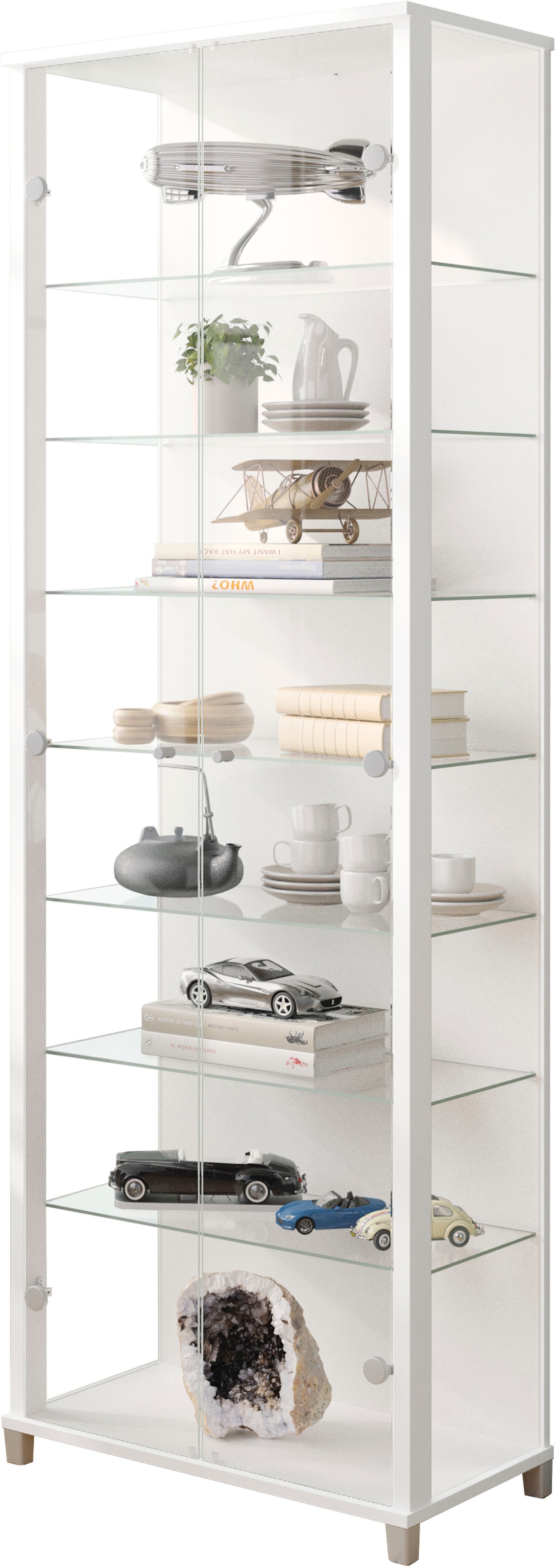 fif möbel Vitrine »Optima« Standvitrine, 2 Glastüren, 7 Böden, vielseitig, perfekt für Sammler