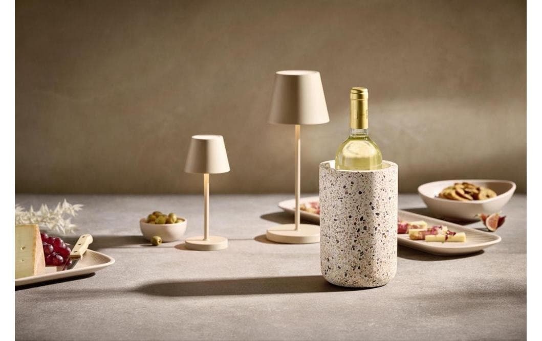 Image of APS Outdoor-Flaschenkühler "Flaschenkühler -TERRAZZO-, Ø 12,5 cm, Höhe ca. 19 cm, Beton" in Terrazzo Optik