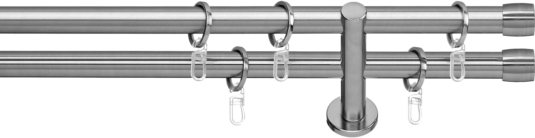 Image of indeko Gardinenstange "Linz" 2 läufig-läufig Wunschmasslänge Komplett-Set inkl. Ringen und Montagematerial