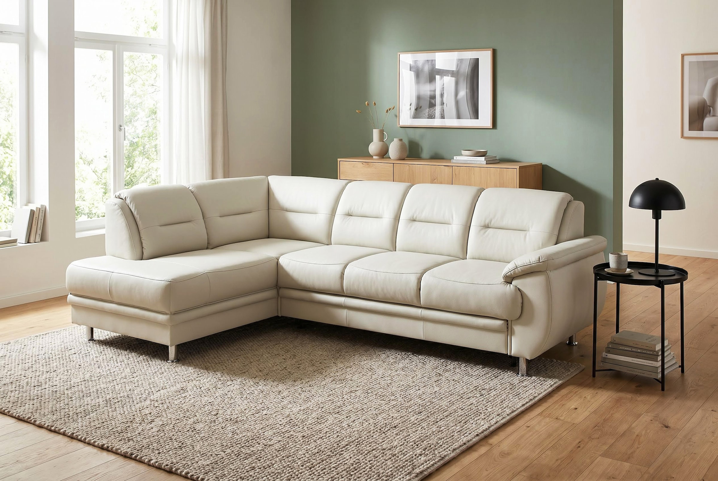 Image of sit&more Ecksofa "Mailand L-Form, B: 250 cm, Komfortsitzhöhe 46 cm" mit Schlaffunktion, Eckcouch in Kunstleder & Stoff