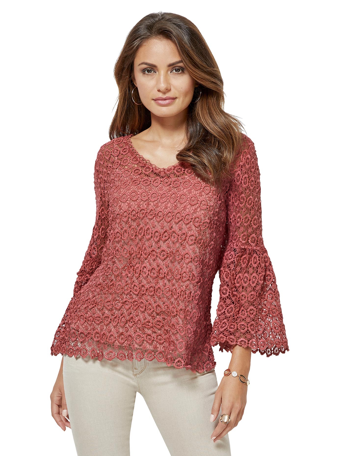 Bluse allover aus transparenter Spitze