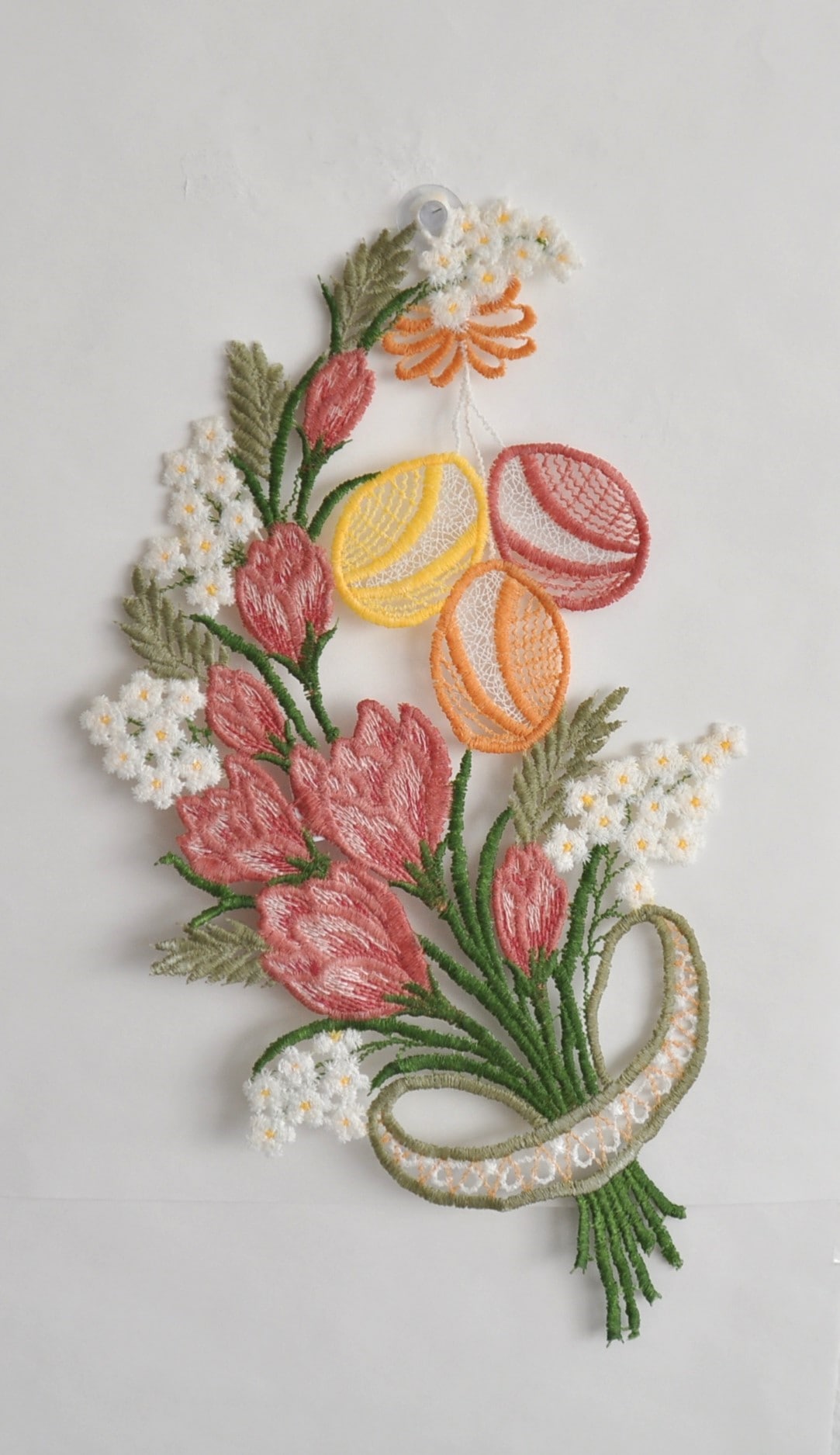 Image of Stickereien Plauen Fensterdekoration "Fensterbild Krokos" Plauener Spitze