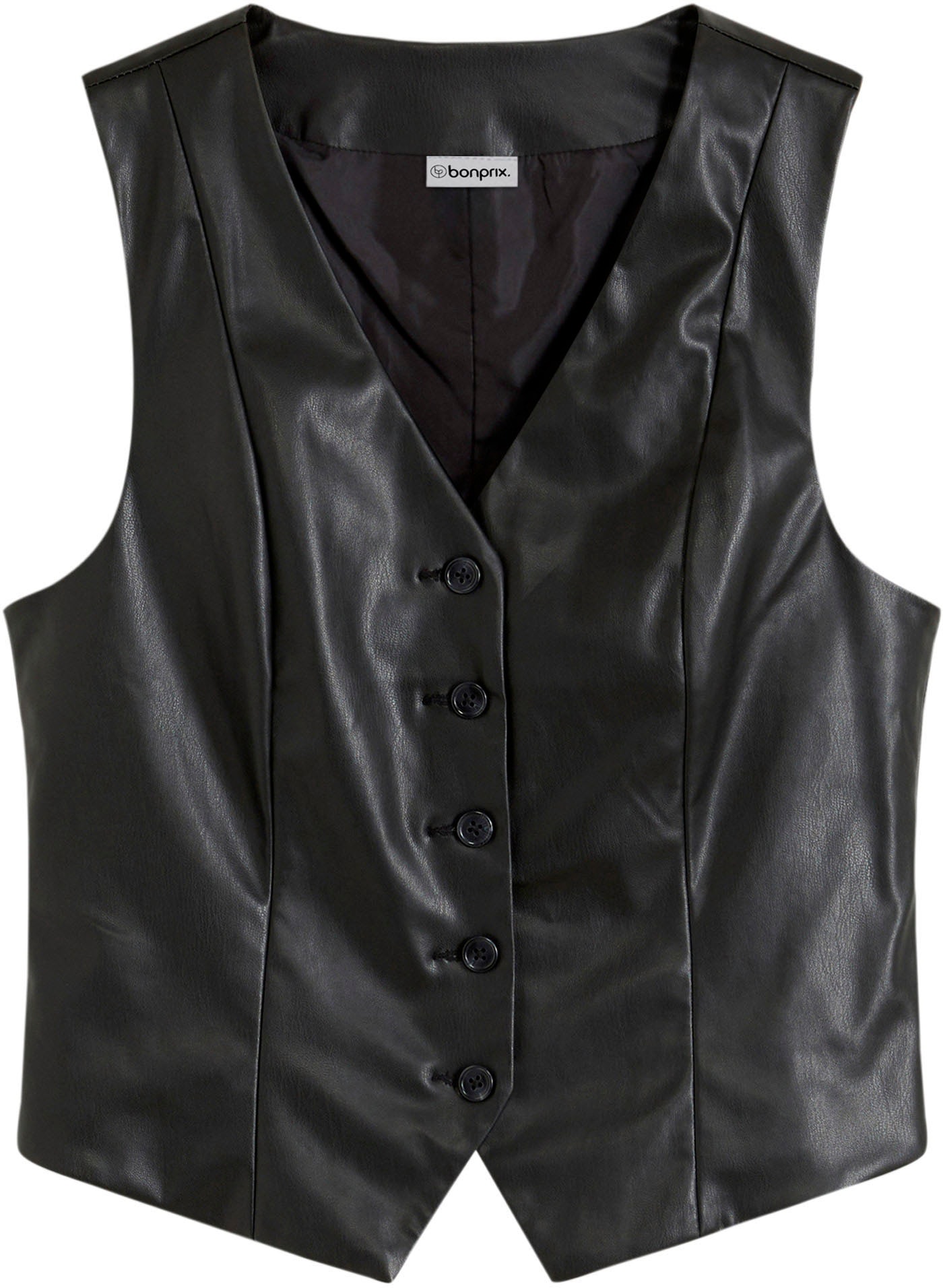 bonprix Gilet en similicuir aus Polyester, Slim Fit Passform, feminin gestaltet