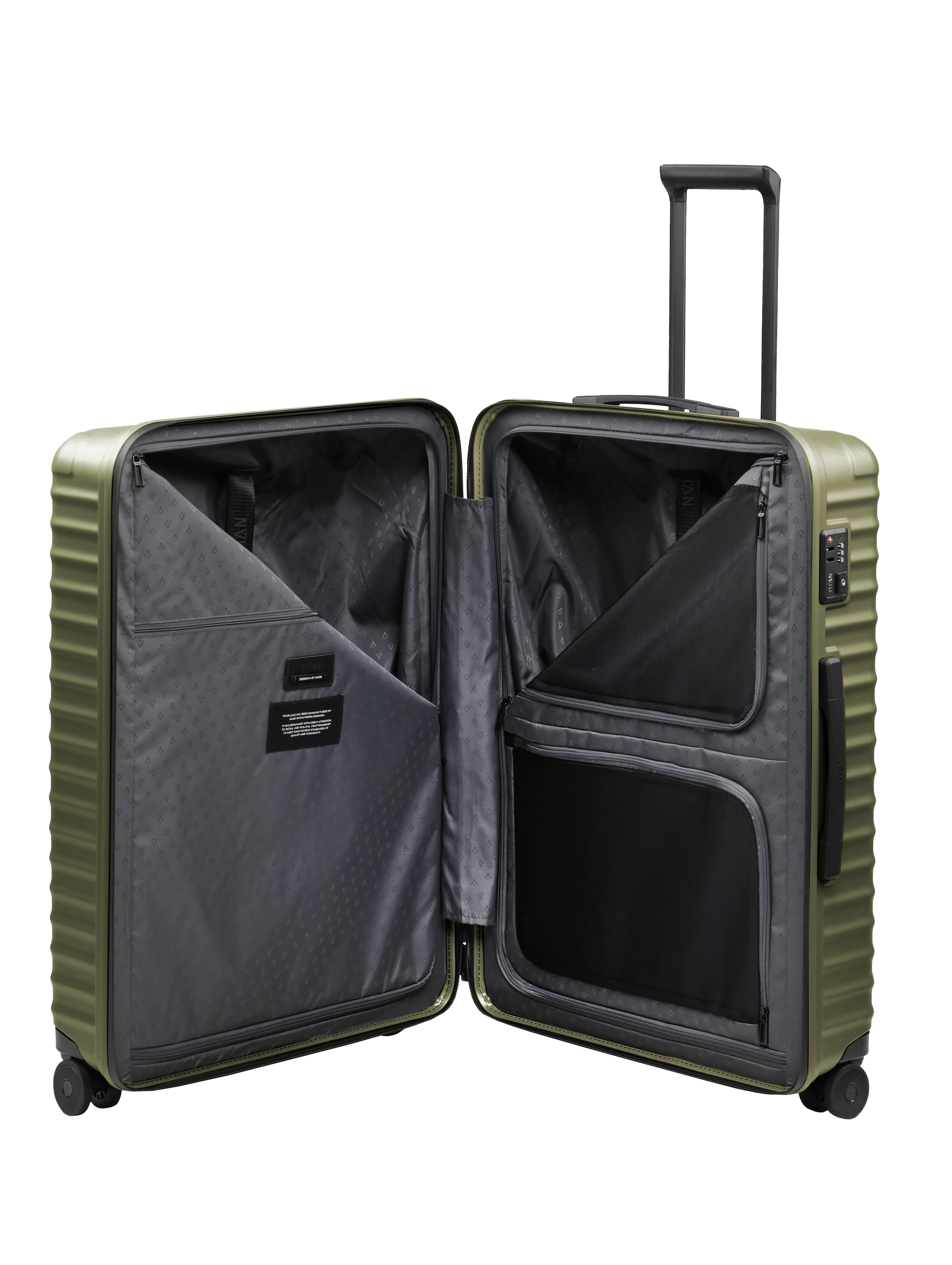 TITAN - Made in Germany »UPGRADE Koffer Hartschale« 100 litre 4 Rollen avec surface résistante aux rayures et compartimentage intérieur astucieux