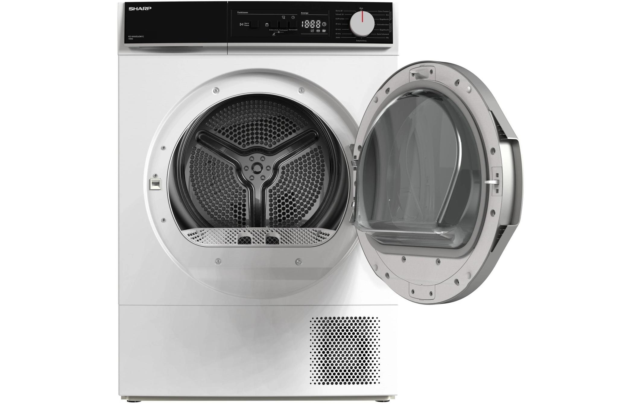 Sharp Lave-linge séchant »KD-NHA0S6GW1C« 64 dB(A) 10kg / EEK C / 3 Tasten / XL-Glas-Tür / weiss