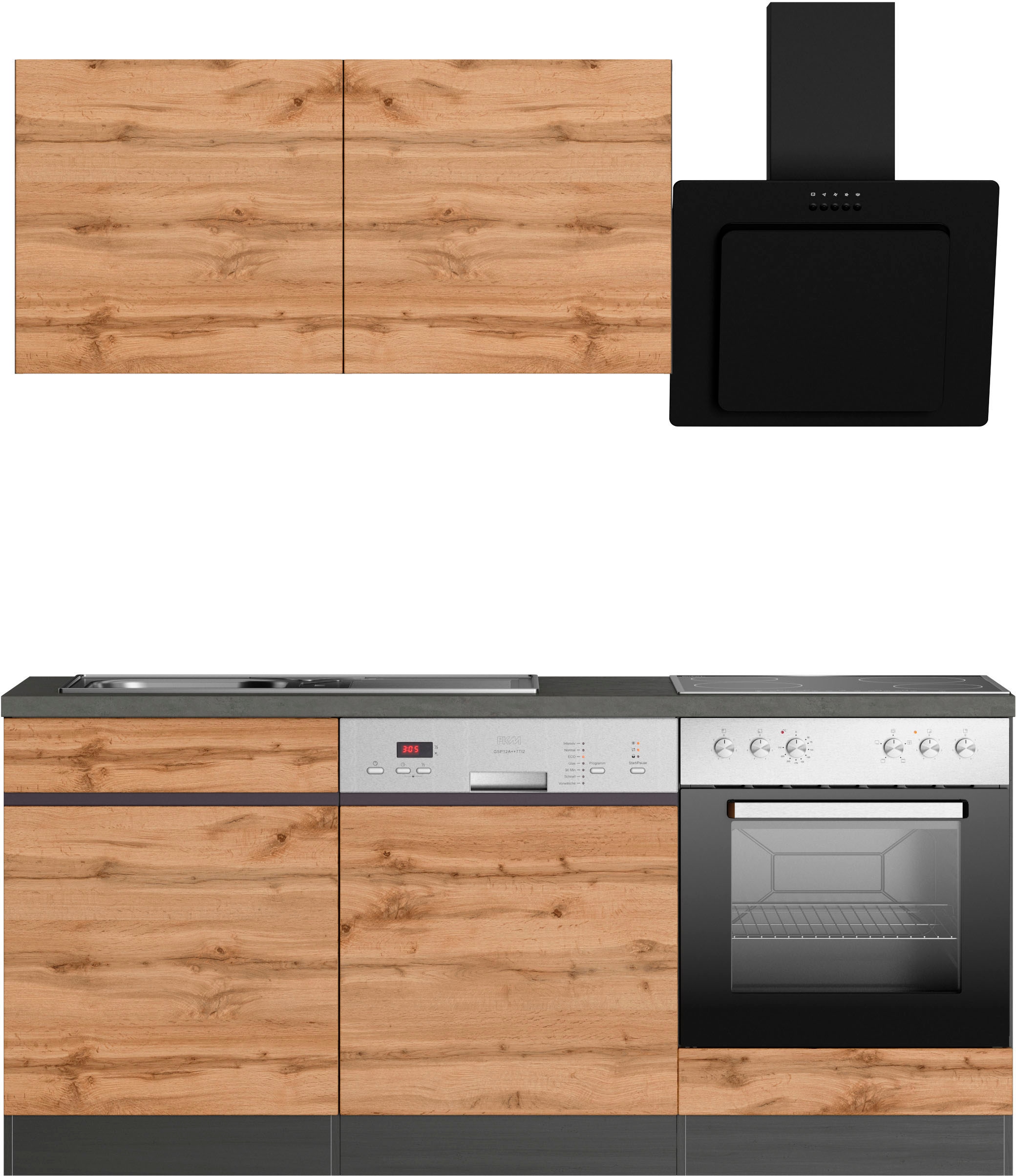 KOCHSTATION Kitchenette »KS-Riesa« largeur d’installation 180 cm, avec ou sans appareils électriques au choix