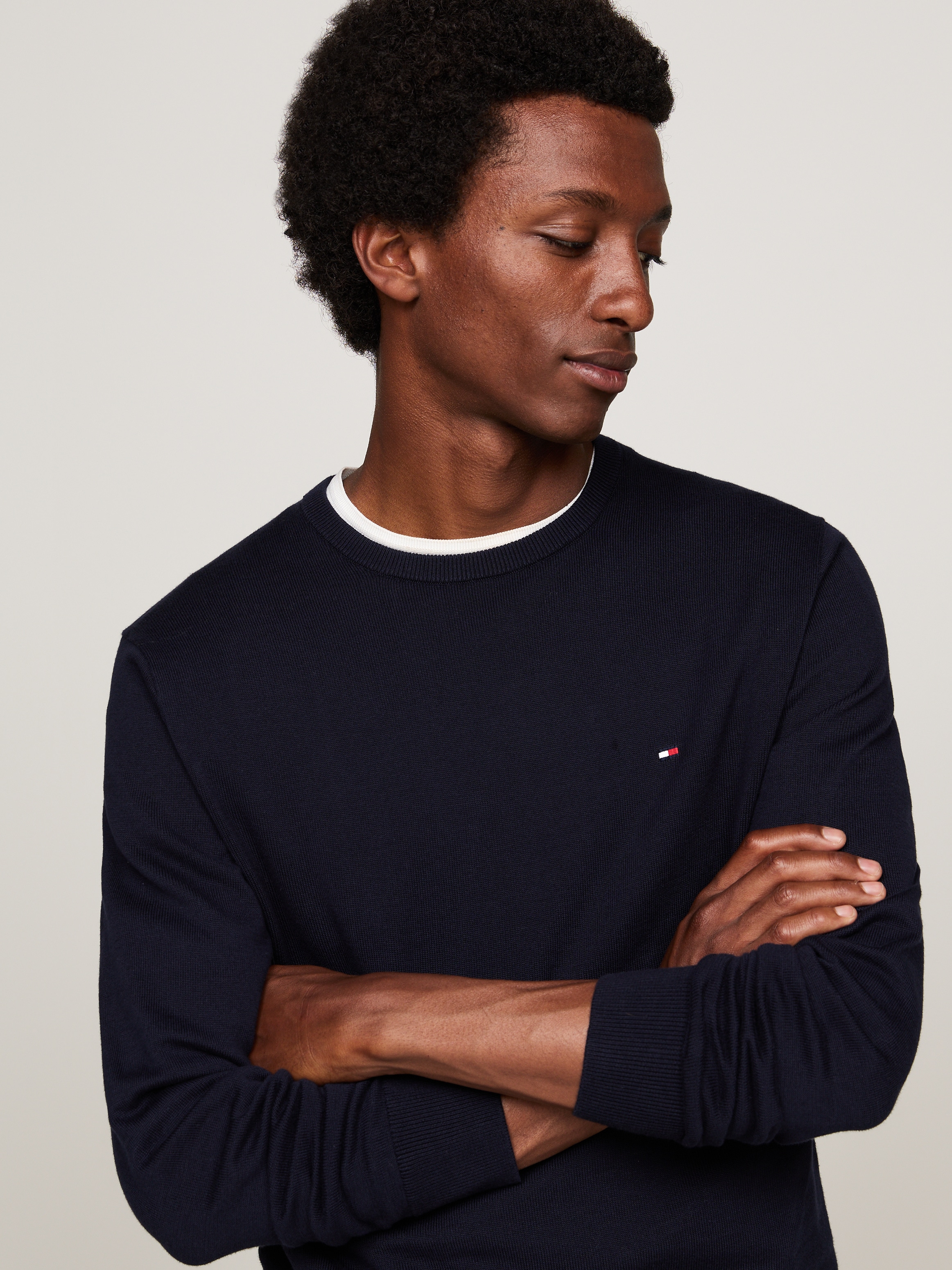 Tommy Hilfiger Rundhalspullover »ESSENTIAL COTTON CREW NECK«, 100% Baumwolle Crewneck Regular Fit Premium Mode