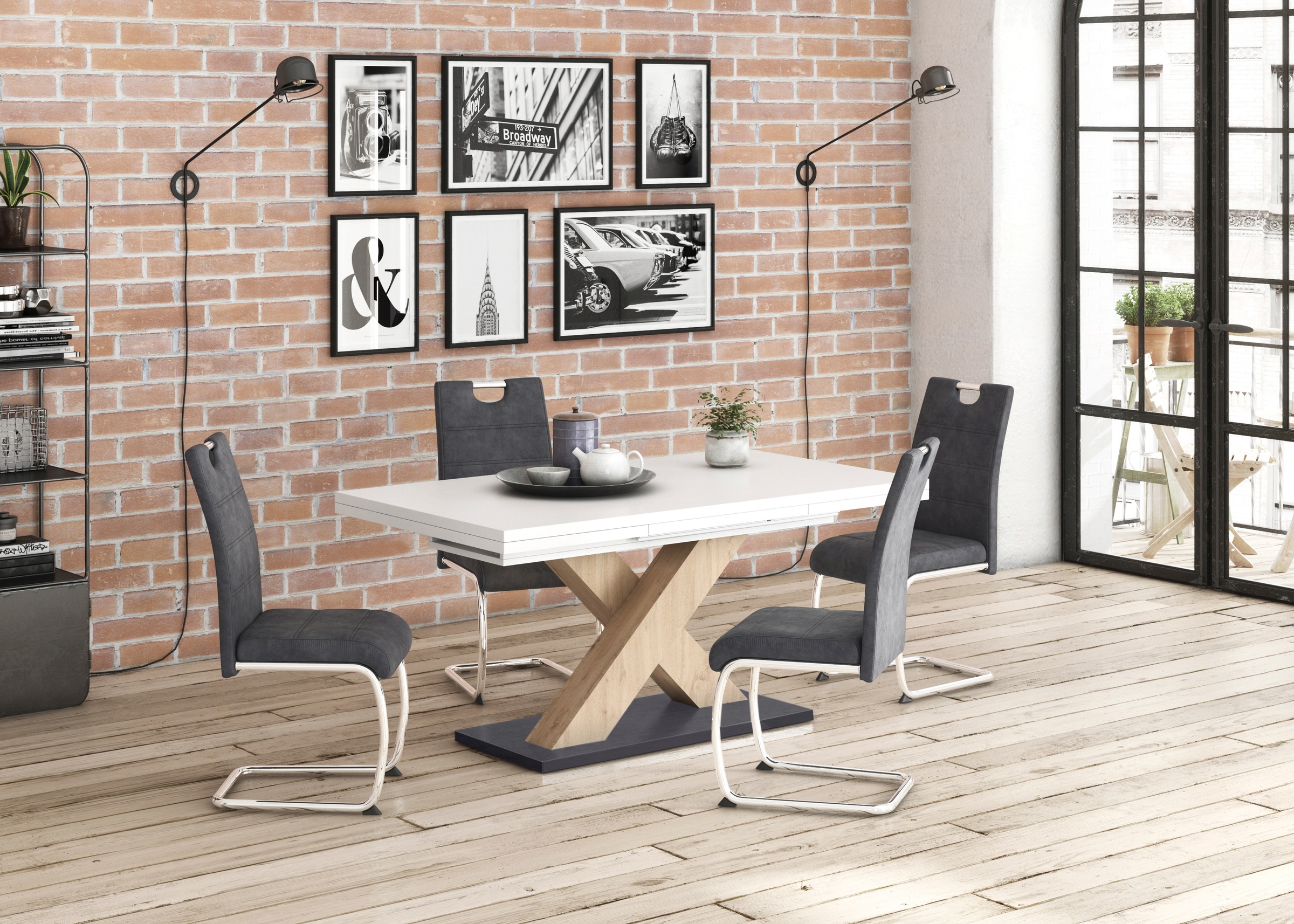 Image of Mäusbacher Esstisch »Komfort C«, mit X-Gestell in asteichefarben und mit Auszugsfunktion, Breite 160-260 cm bei Ackermann Versand Schweiz