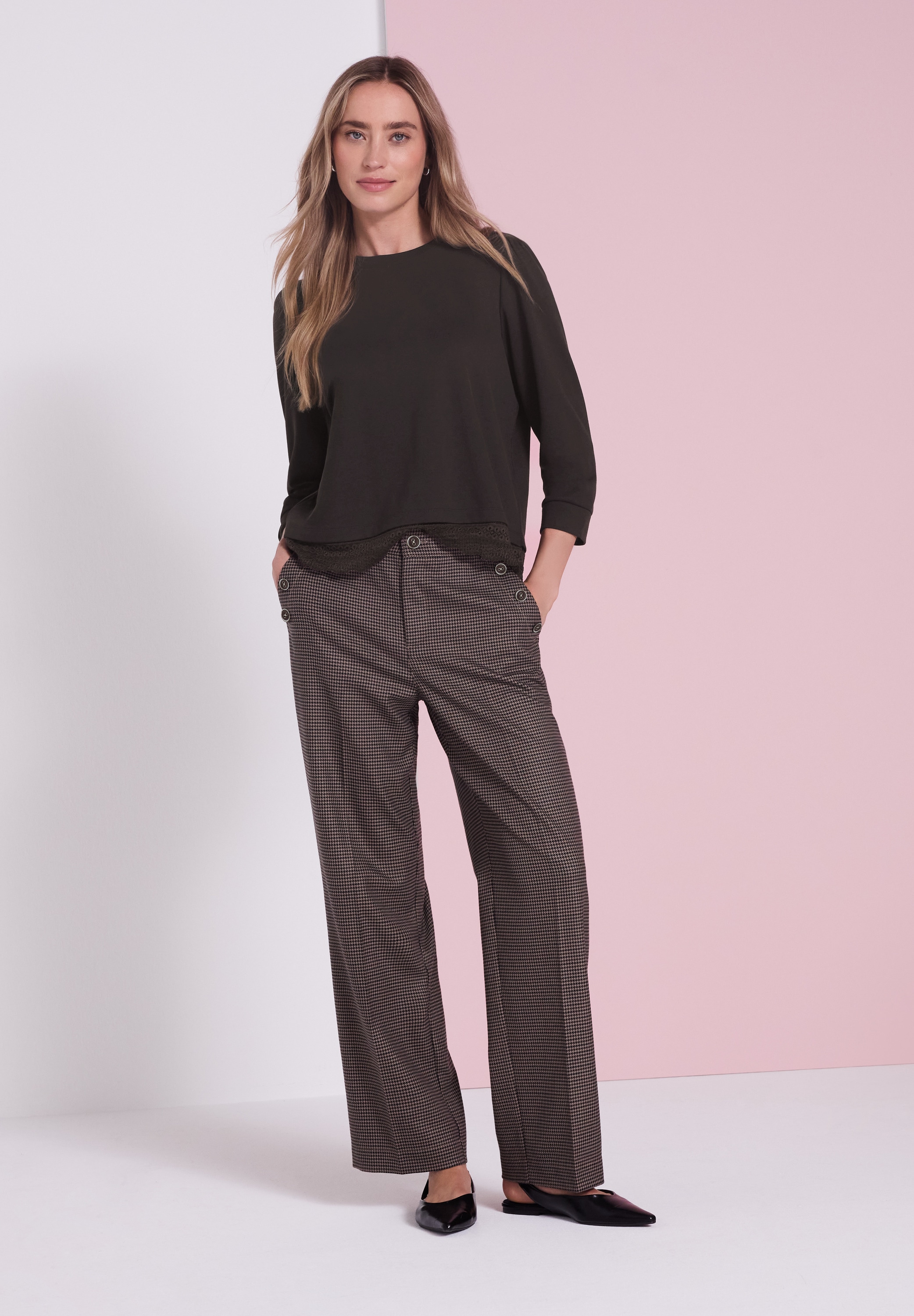 STREET ONE 3/4-Arm-Shirt mit Spitzenkante am Saum / mit Stretch