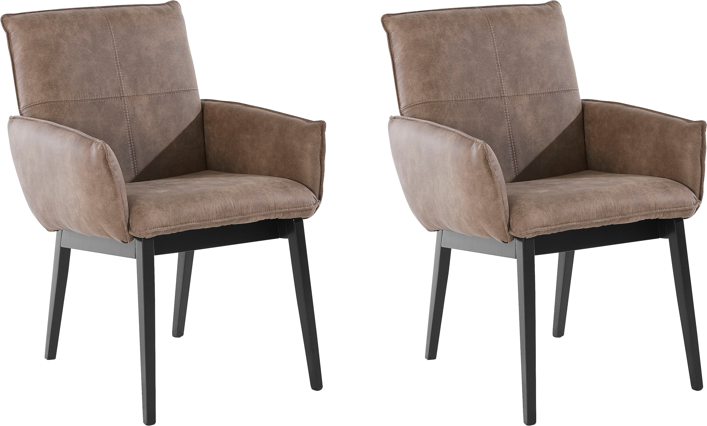 Home affaire Armlehnstuhl »Model 6« (Set) 2 Stk.Bezug in Microfaser oder Leder, Gestell ist Buche in schwarz lackiert