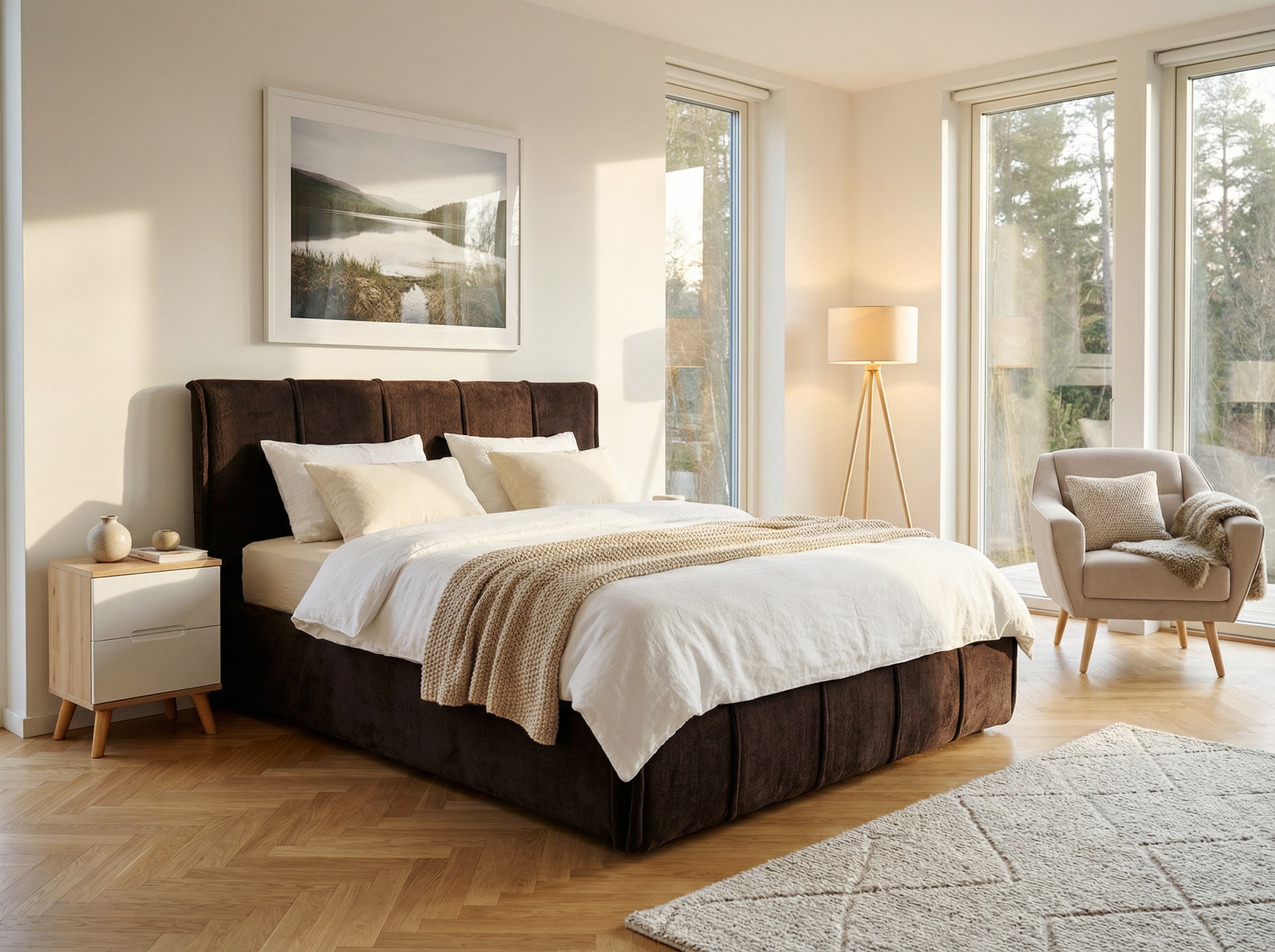 GOODproduct Polsterbett »EVELLINA in der Grösse 180x200 cm, mit flauschigem Stoff bezogen« wahlweise mit Lattenrost und King-Matratze (28cm)