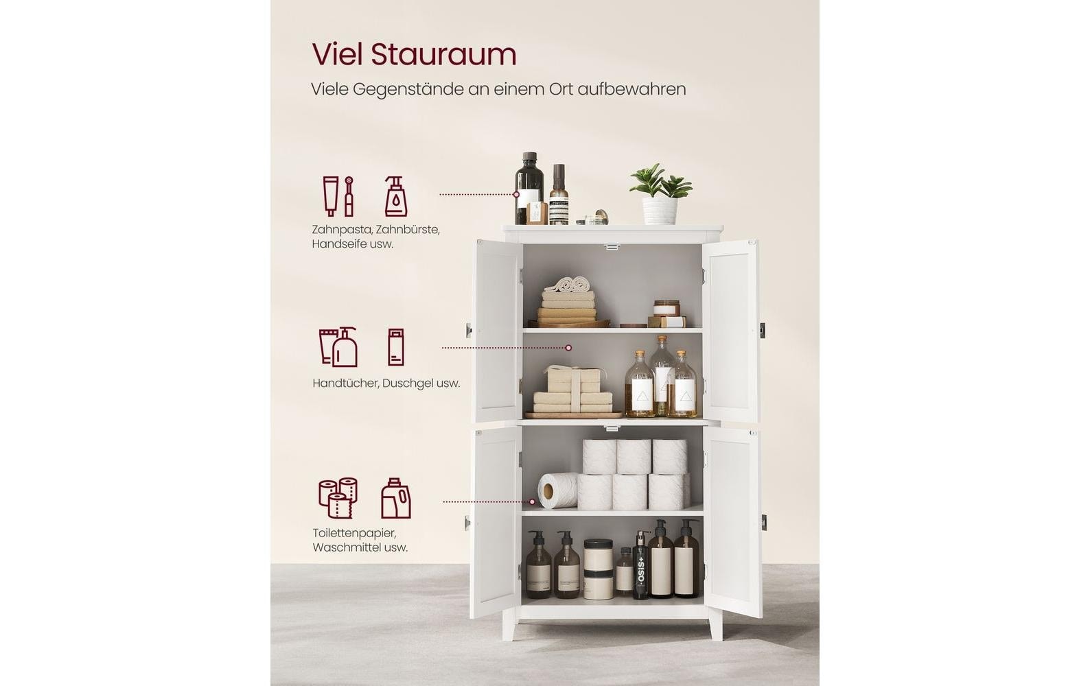 VASAGLE Vitrine »Landhausstil 60 x 110 cm«