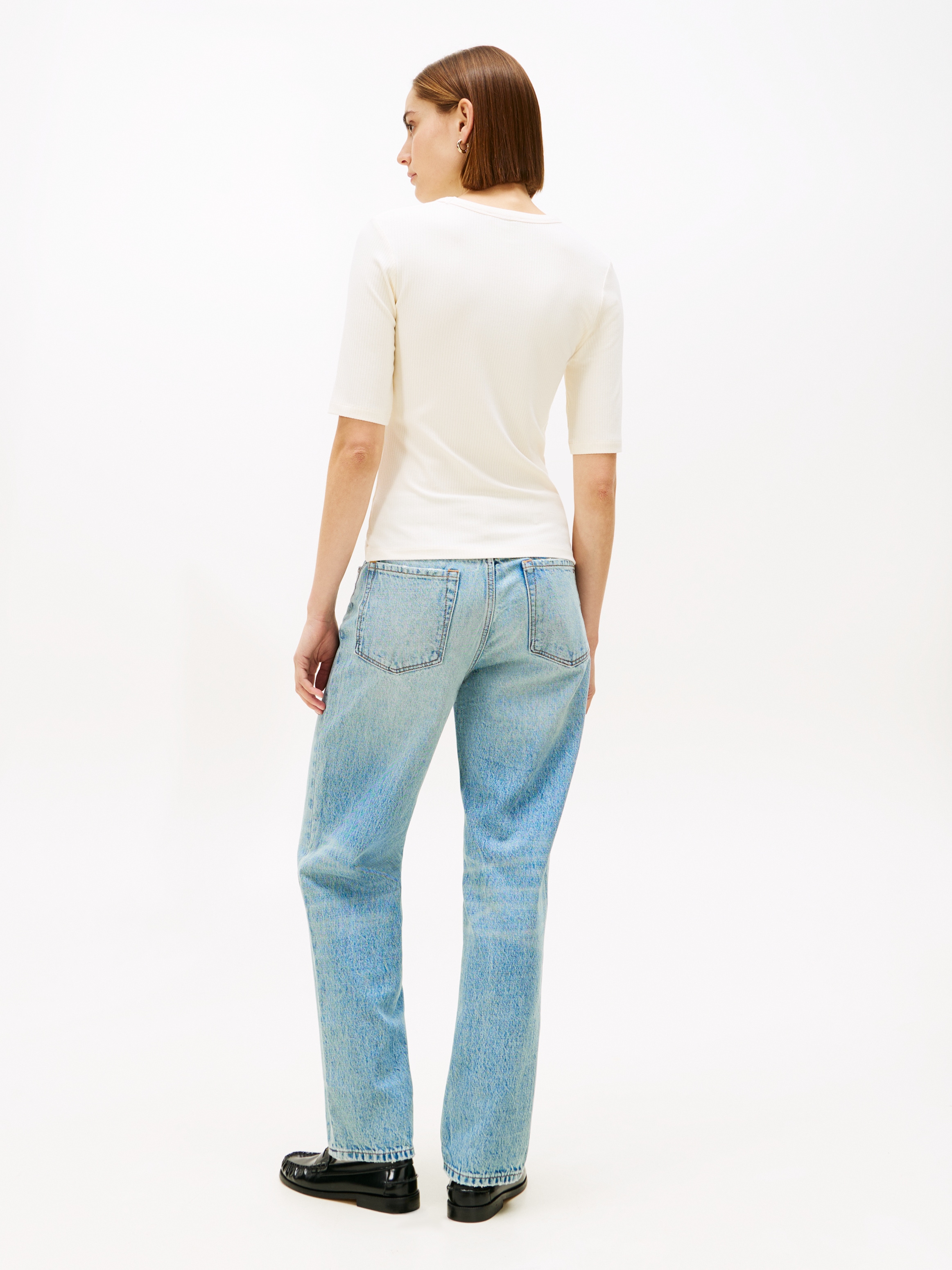 Tommy Hilfiger T-shirt à manches courtes »SLIM 5X2 RIB C-NK 1/2 SLV mit Rundhals und Rippstruktur« unifarben, casual, slim fit, Viskosemix, Rundhals