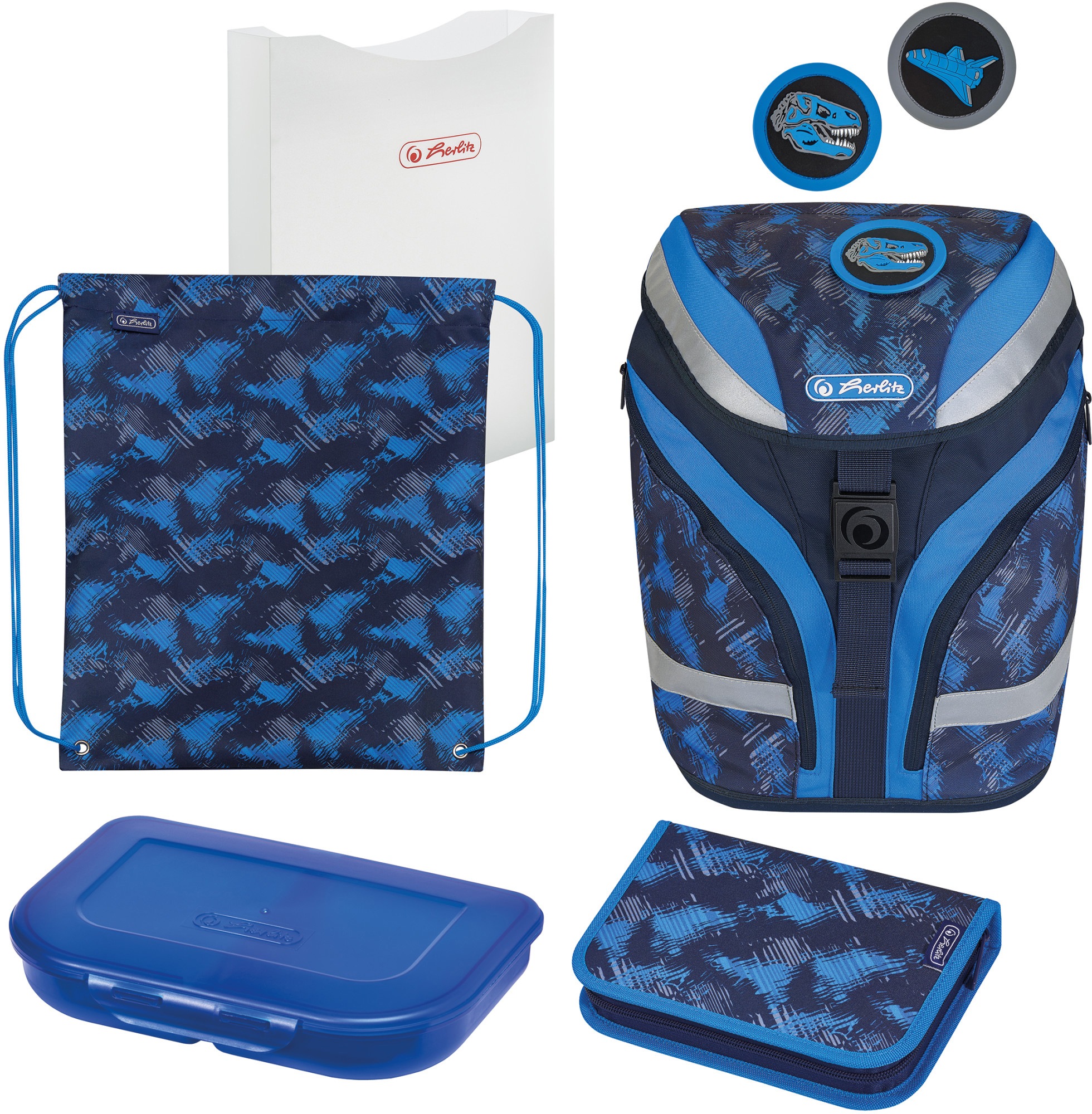 Image of Herlitz Schulranzen »Grundschulrucksack SoftFlex Plus Dino«, Floureszierende Flächen-reflektierende Streifen auf den Schultergurten bei Ackermann Versand Schweiz