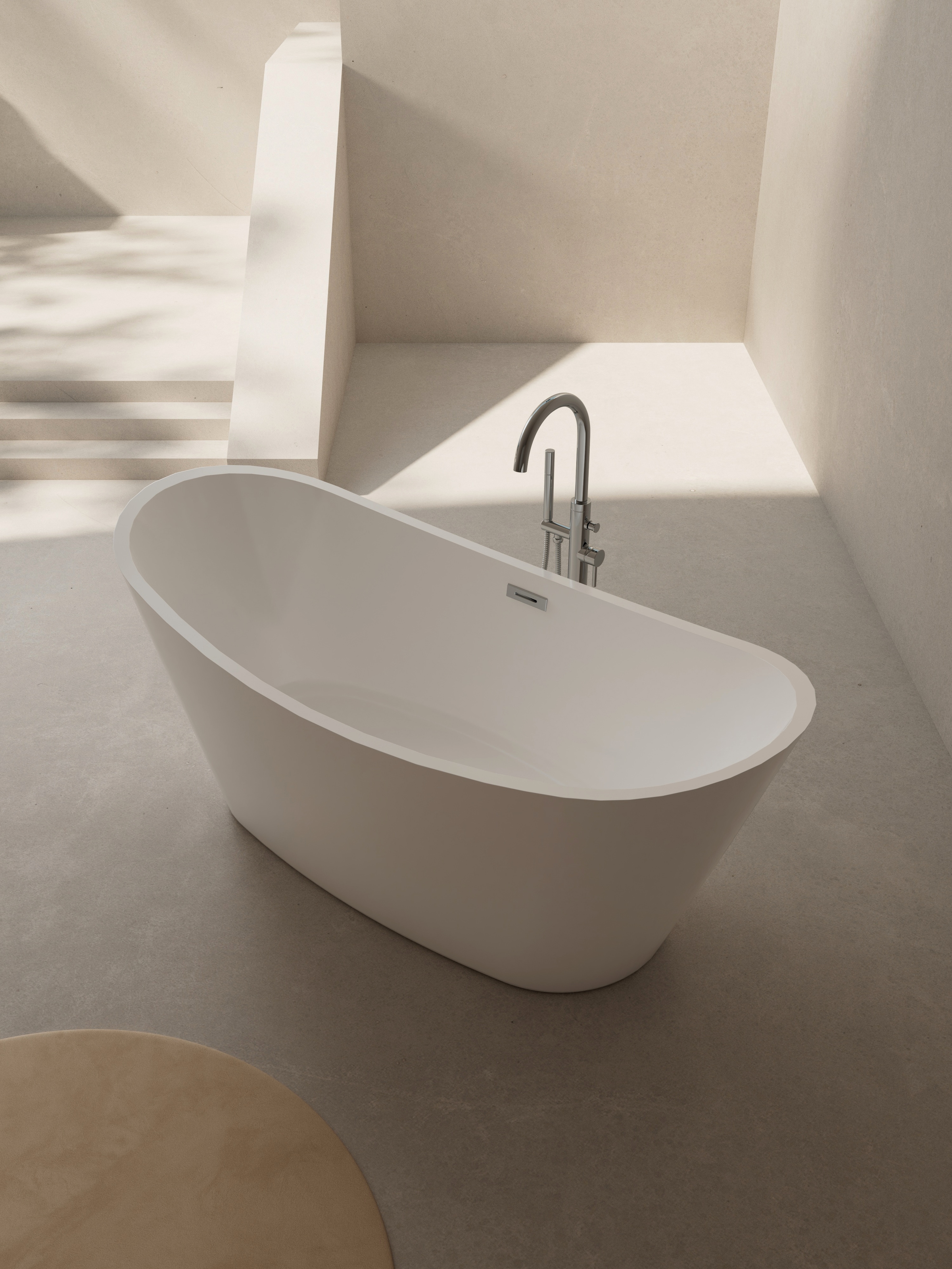 welltime Badewanne »Lagos« Höhe 72 cm mit Ablaufstöpsel | verstellbare Füsse | Überlauf Freistehend, 170x72x71 (LxBxH), Sanitäracryl, mit Pop Up Ventil