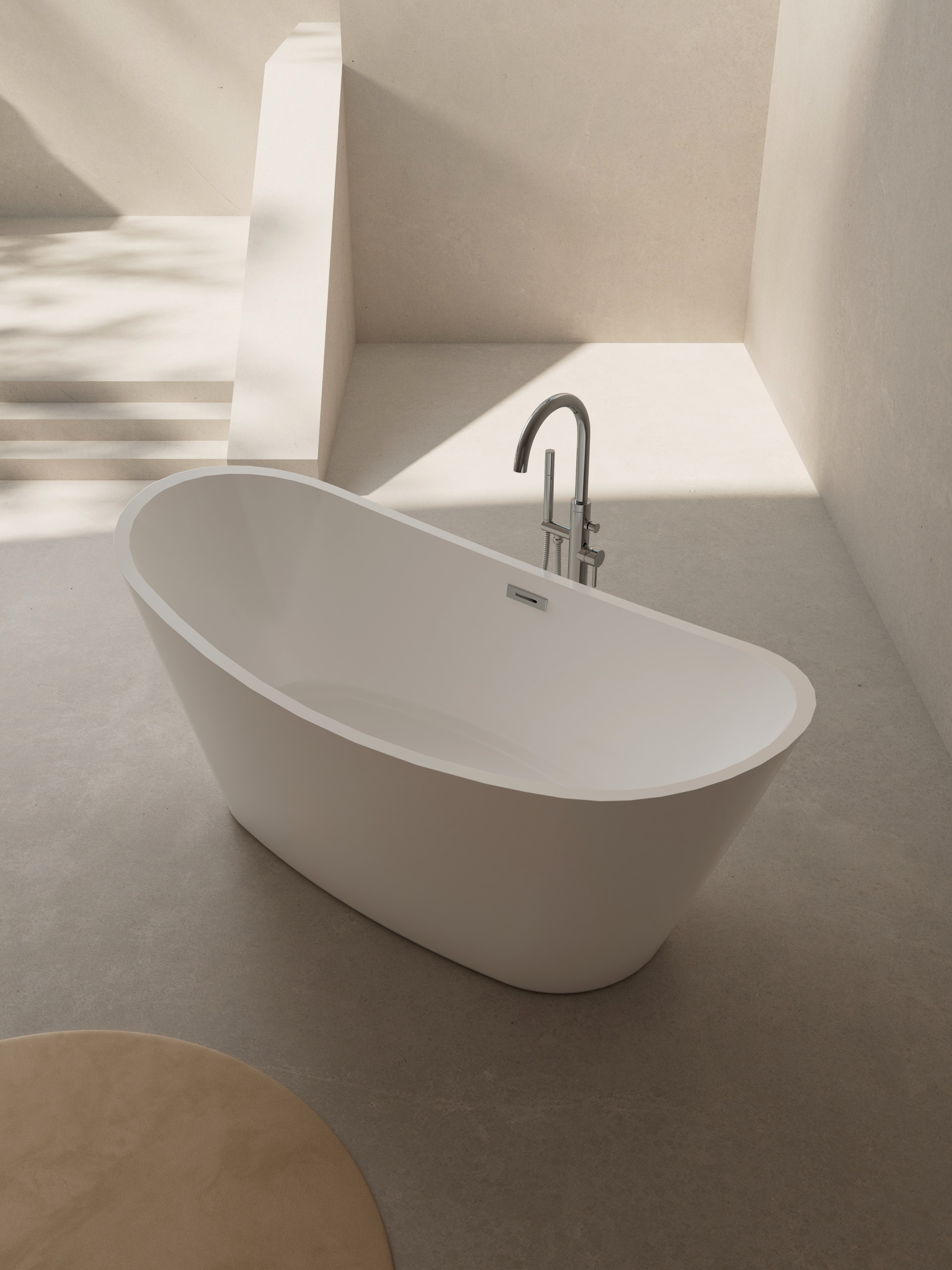 welltime Badewanne "Lagos" Höhe 72 cm mit Ablaufstöpsel  verstellbare Füße  Überlauf Freistehend, 170x72x71 (LxBxH), Sanitäracryl, mit Pop Up Ventil