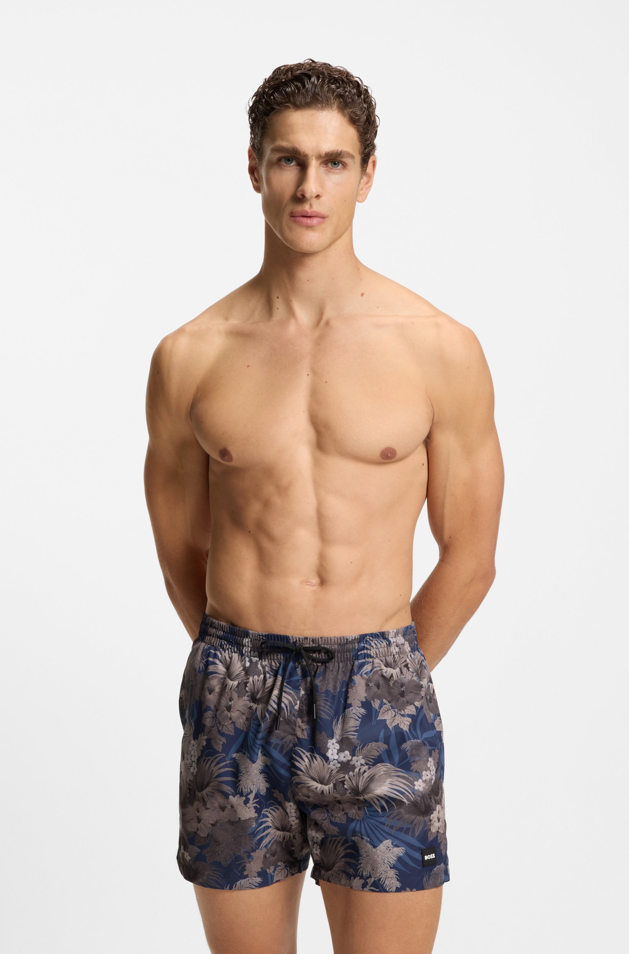 Image of BOSS Badeshorts "Piranha" mit buntem Alloverdruck