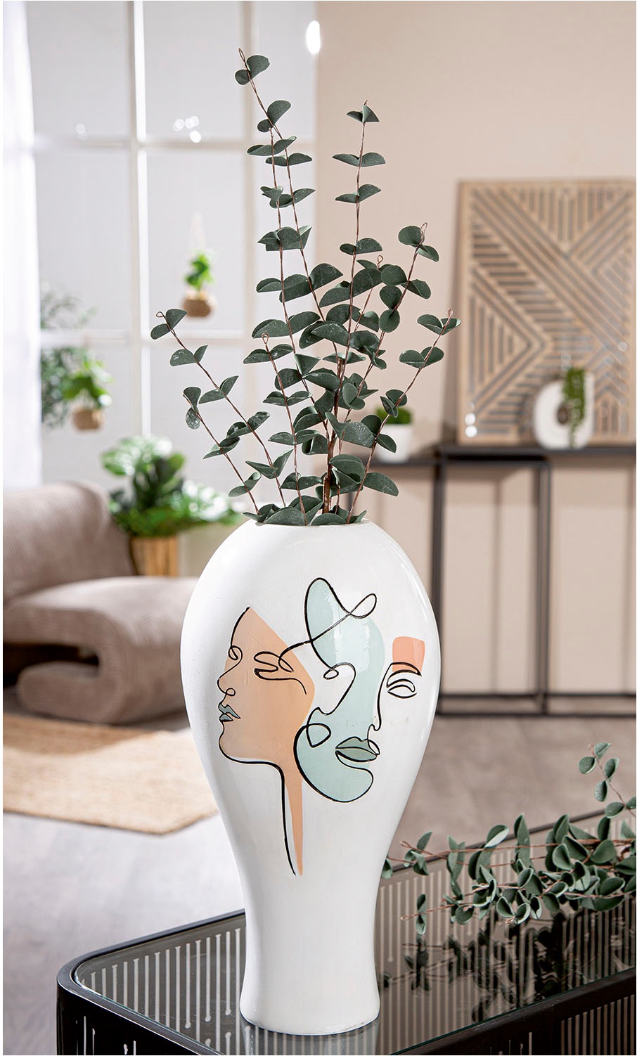 Casablanca by Gilde Tischvase »Vase bauchig Voir weiss H. 36 cm«, (1 St.)