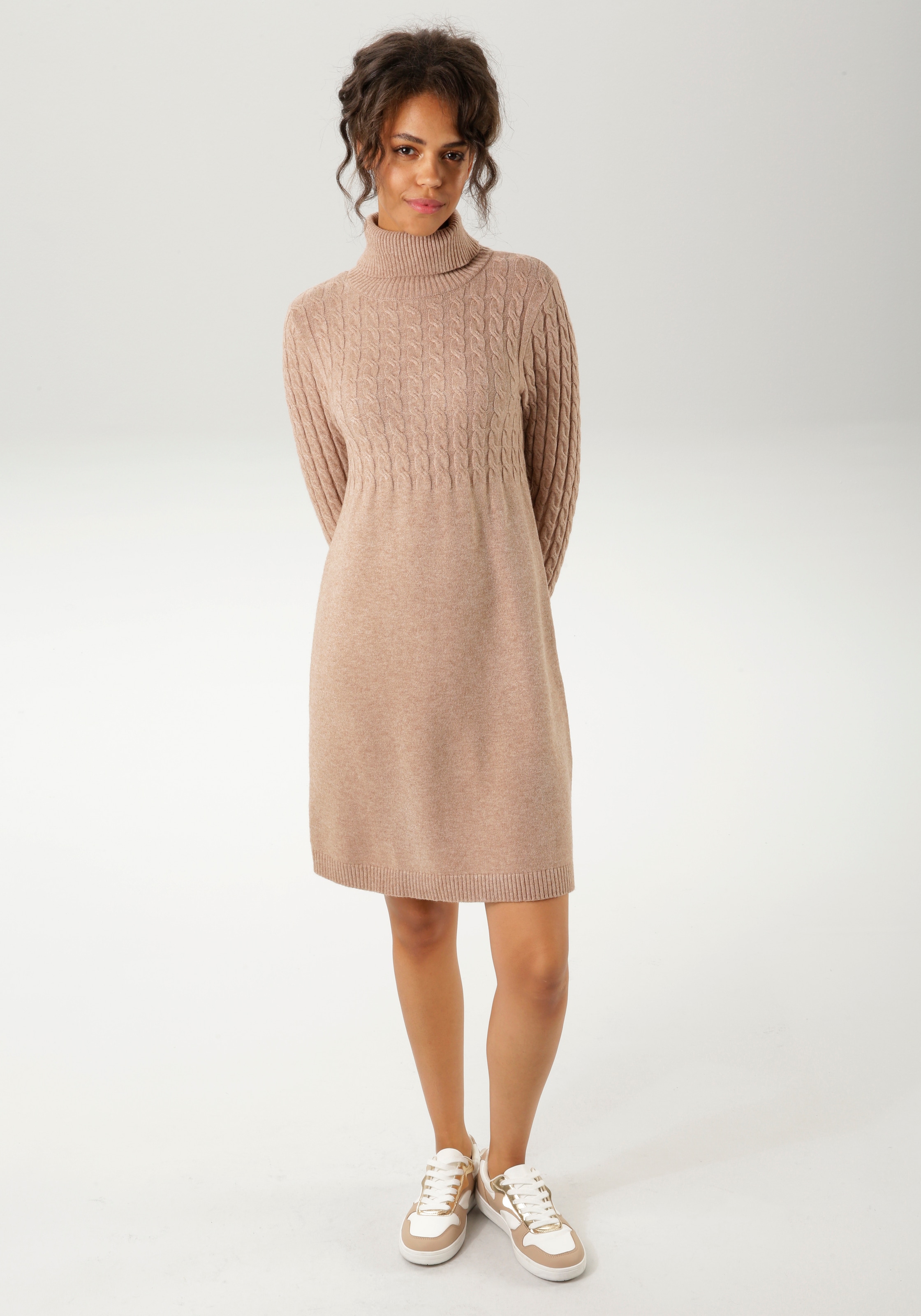 Image of Aniston CASUAL Strickkleid mit Zopfmuster im Oberteil und den langen Ärmeln