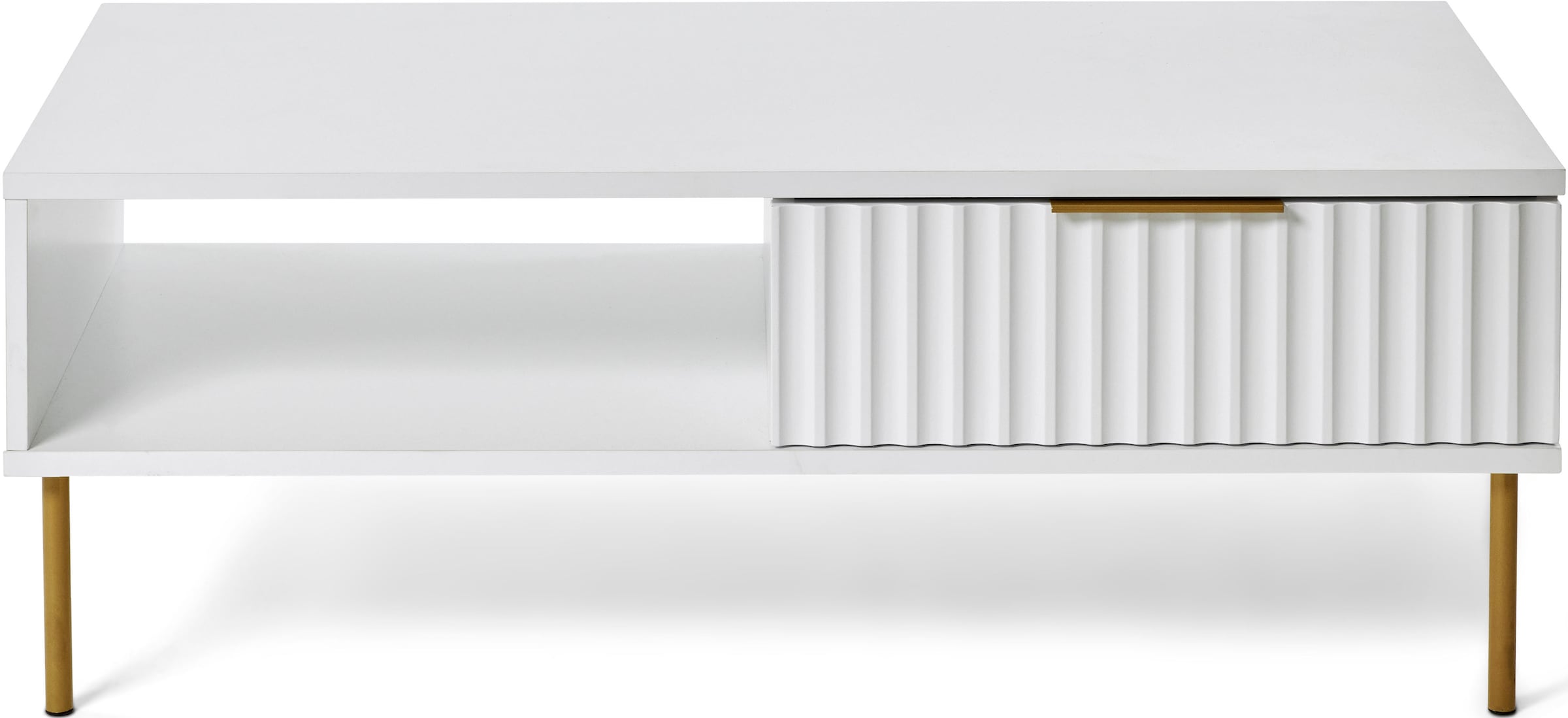 Jahnke Couchtisch »CARVE COFFEE SK« 1 Stk. tlg. Couchtisch mit Schublade und Fach, Gold-Look, raffiniertes Design