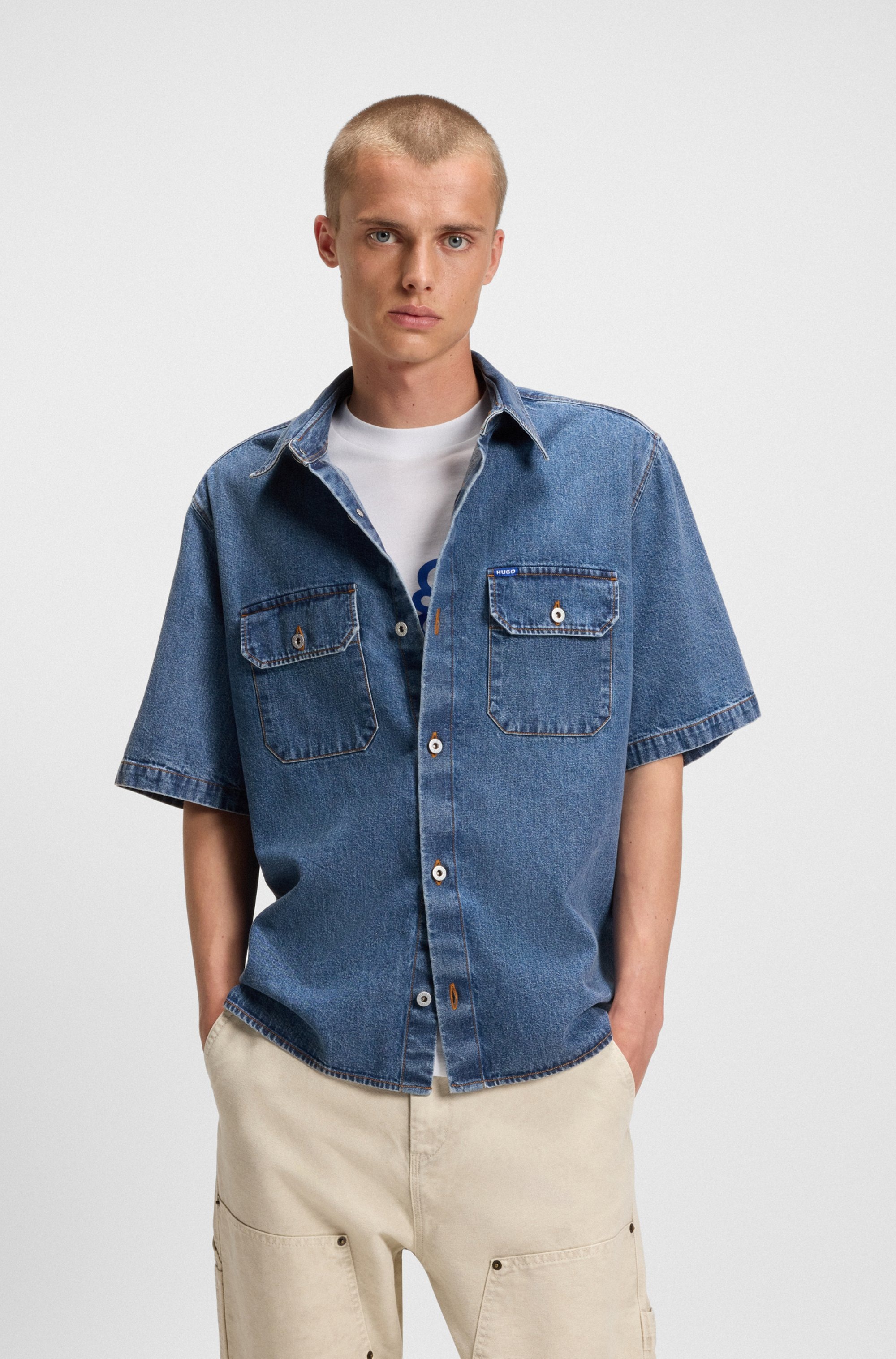 Image of HUGO Jeanshemd "Ekyno" in oversize Form