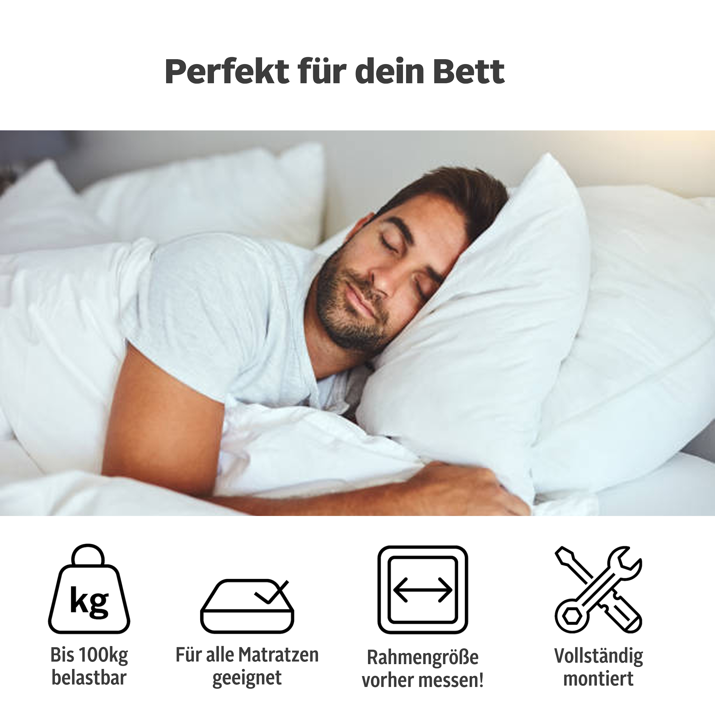 GOODproduct Sommier à lattes »Randsfjord, 90x200, 140x200 cm und weiteren Grössen« sommier à lattes pour tous matelas, durable, ergonomique, 7 zones