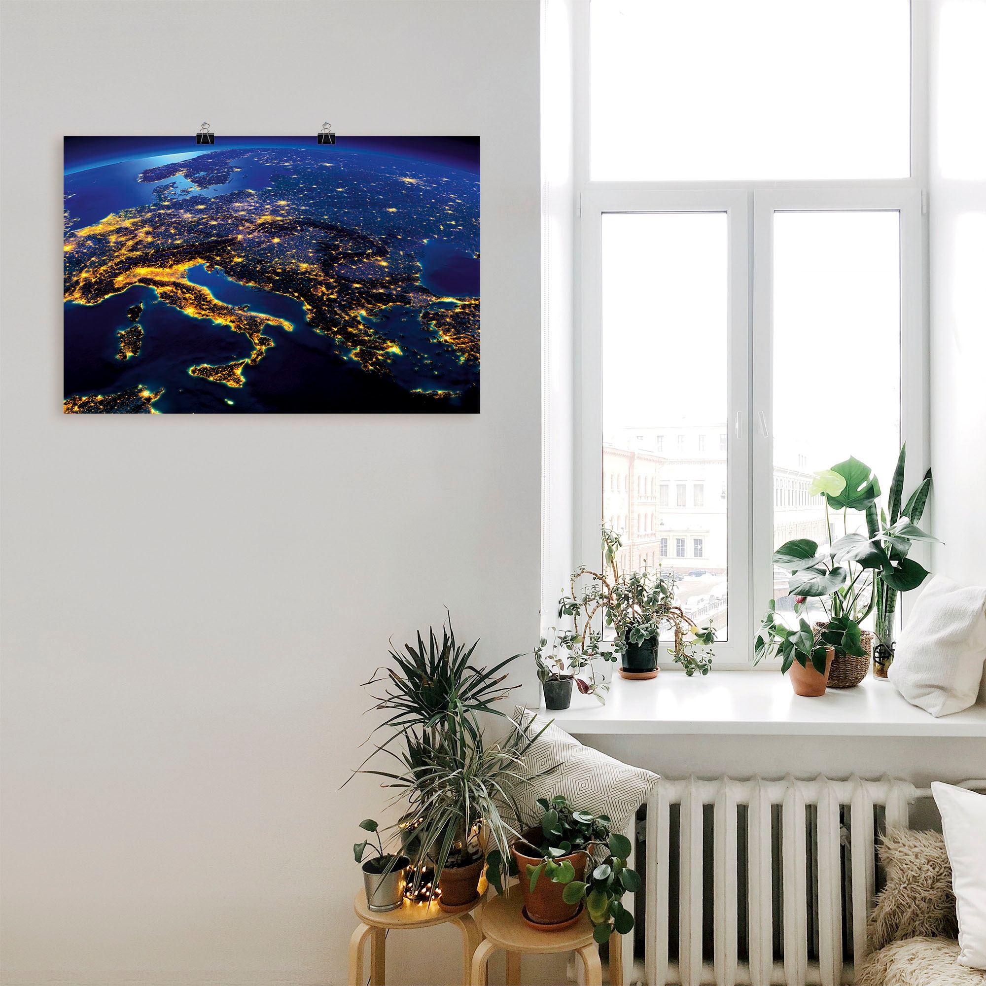 Artland Poster »Südliches Europa vom Weltraum« Weltall & Kosmos 1 Stk. tlg. ohne Rahmen