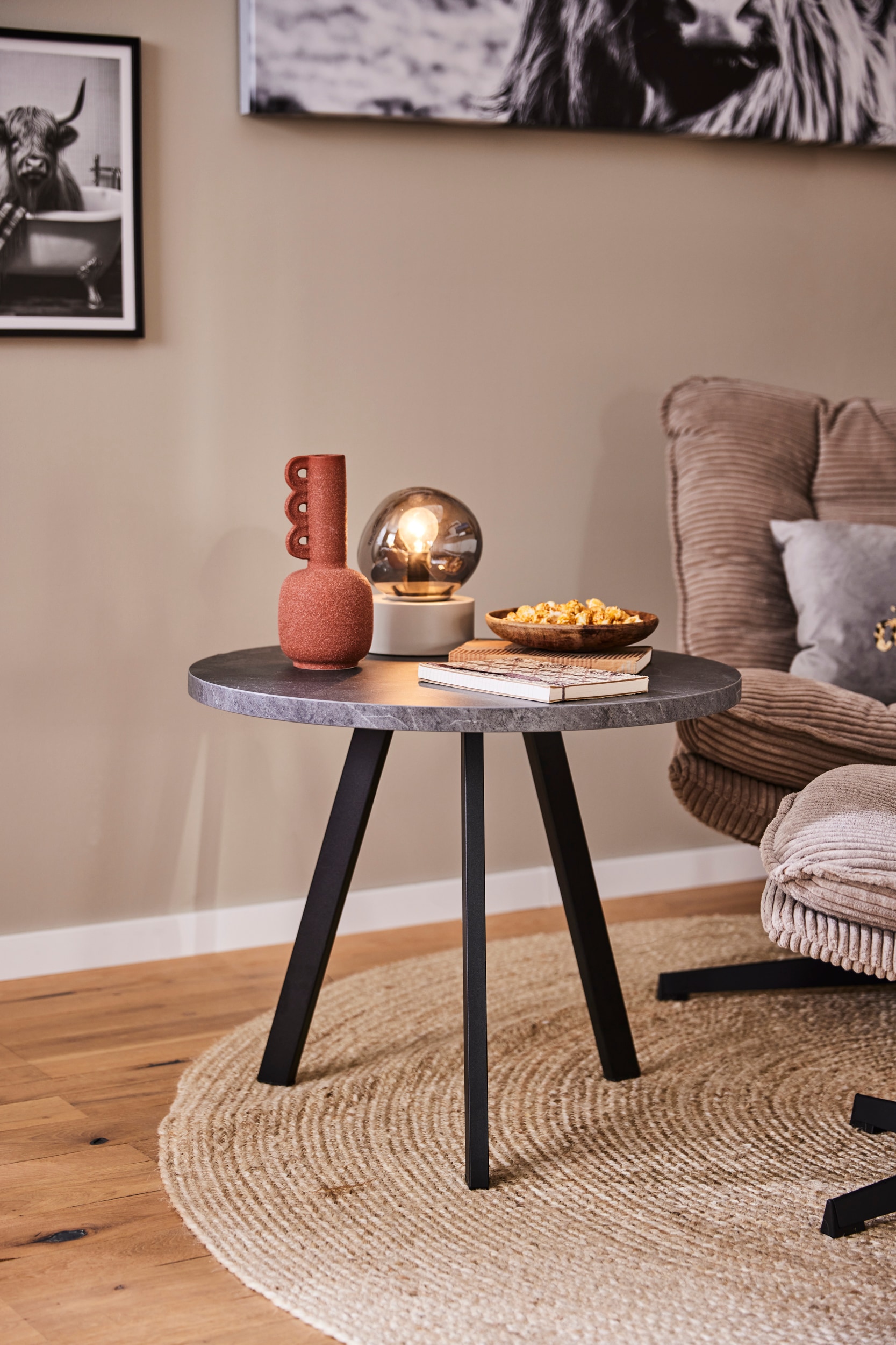 Mäusbacher Couchtisch »Couchtisch rund« Couchtisch rund Durchmesser 60cm, Metallgestell