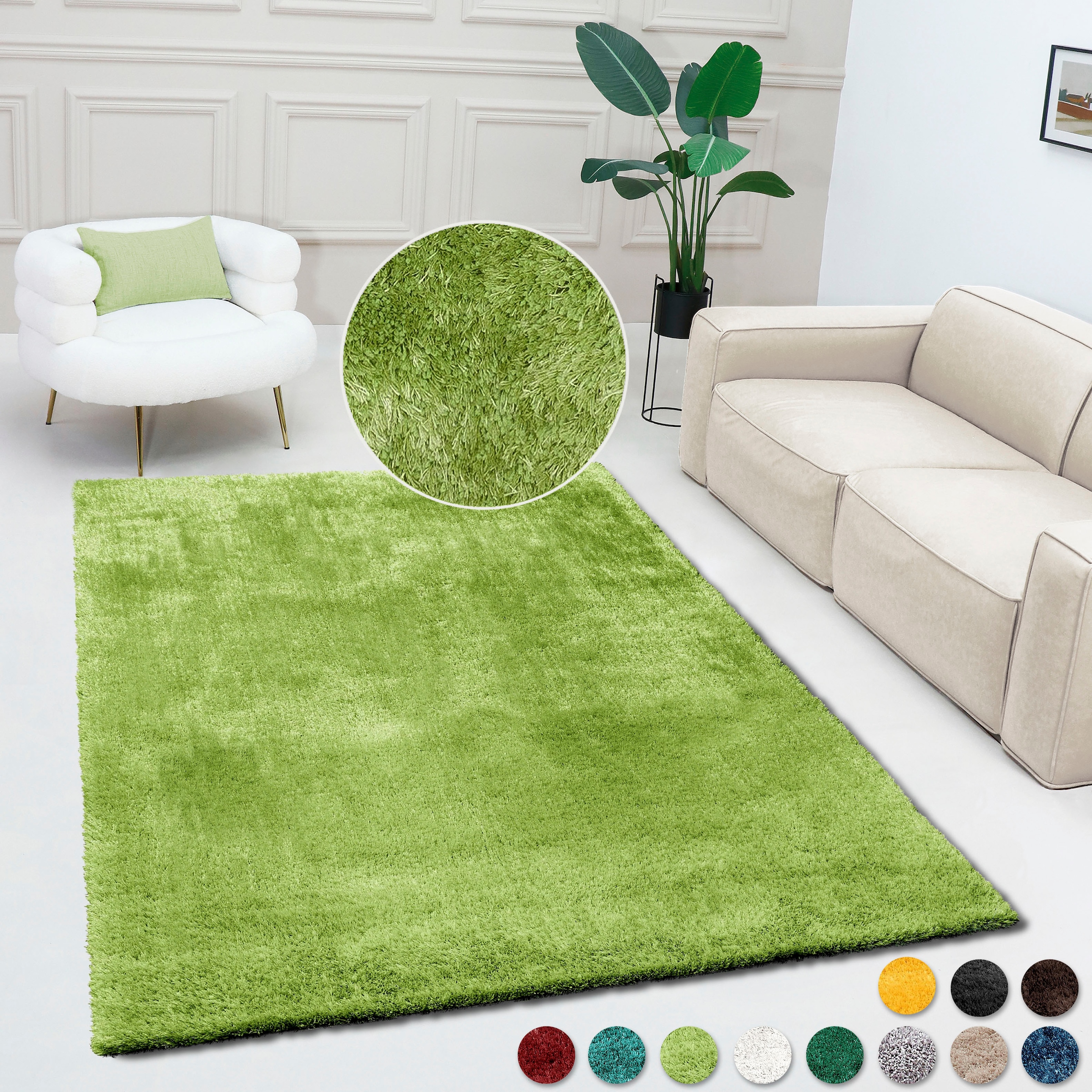 Image of Bruno Banani Teppich "Dana Teppich, besonders weich und kuschelig, Kundenliebling" rechteckig 30 mm Höhe uni, Mikrofaser Teppiche, Wohnzimmer, Schlafzimmer, Esszimmer