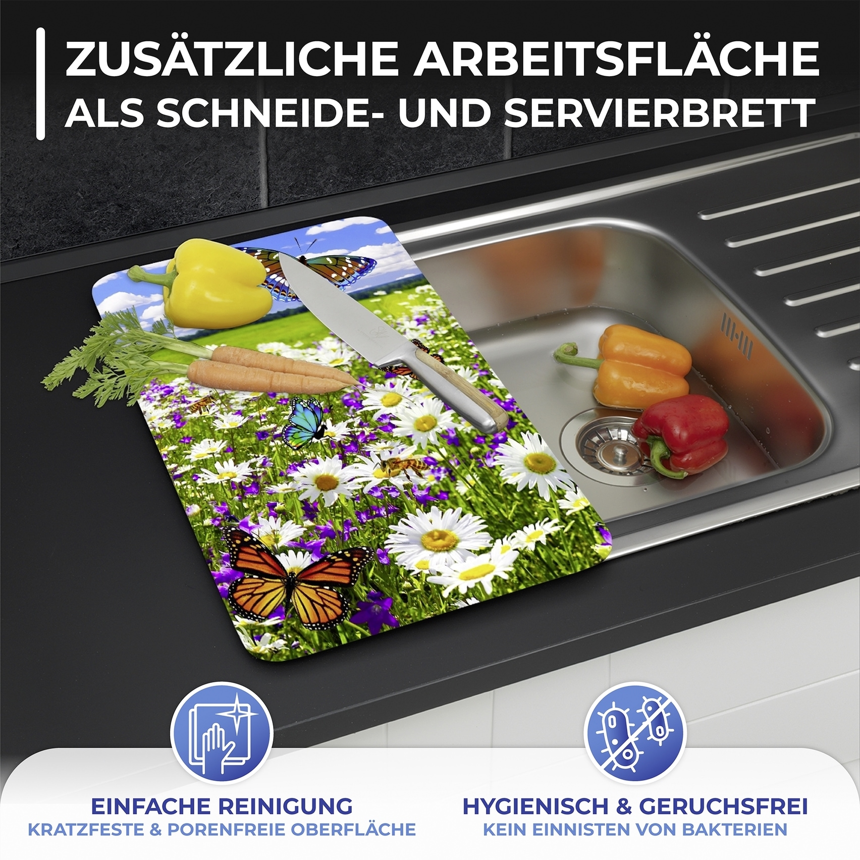 Maximex Herd-Abdeckplatte »Universal Modell Sommerwiese«, (Set, 2 tlg.), Herdabdeckung für alle Herdarten, kratzfest, mit rutschfesten Füssen