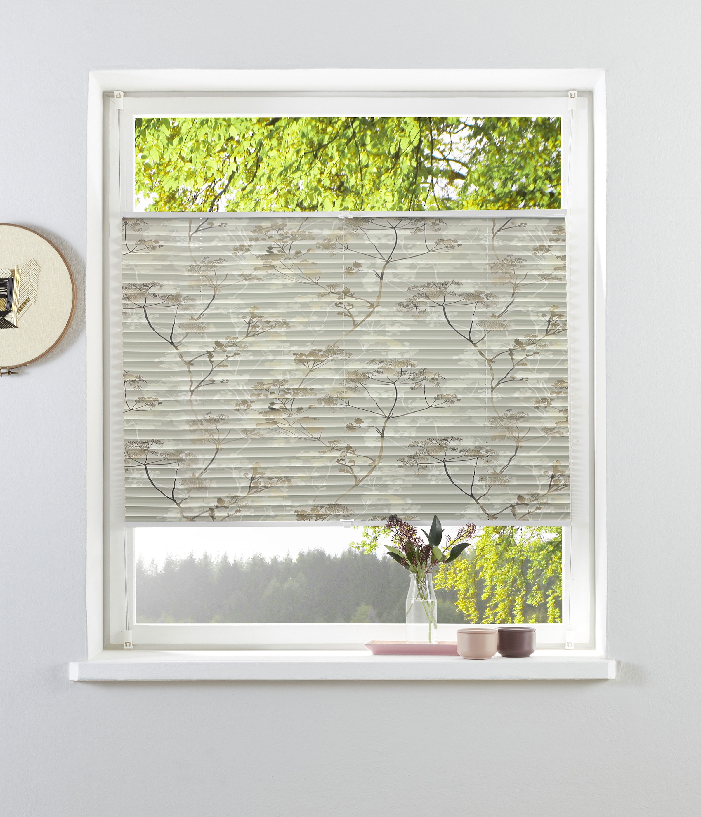GOODproduct »MYNNI« protection contre la lumière Aucun perçage requis sous tension motif floral, protection solaire, pour portes et fenêtres - NOUVEAUTÉ