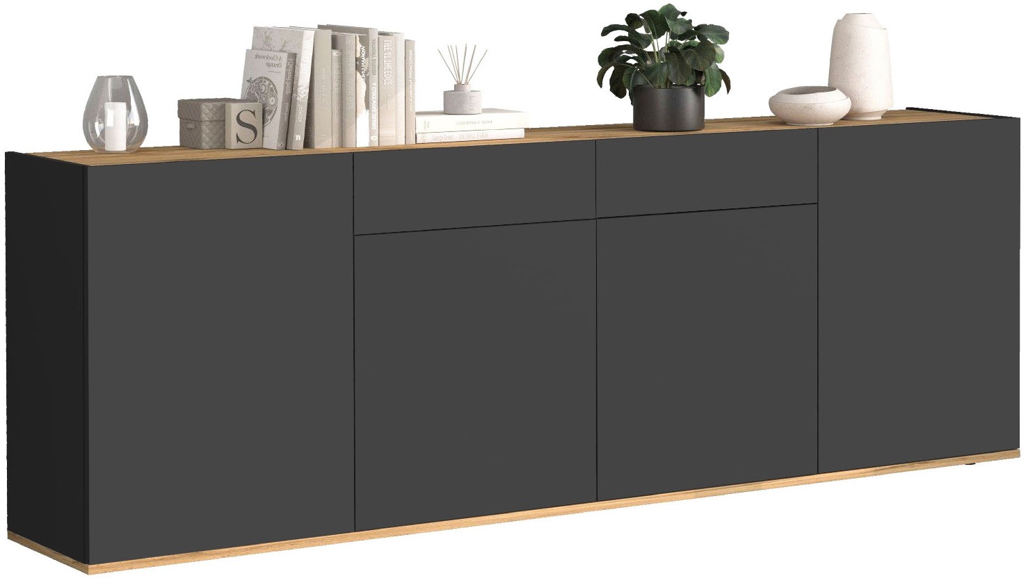 INOSIGN Sideboard »GARDA Sideboard,Kommode, Schrank, Kredenz Grifflos mit Push to Open«, (1 St.), 4 Türen, 2 Schubladen, grifflos Breite 200 cm