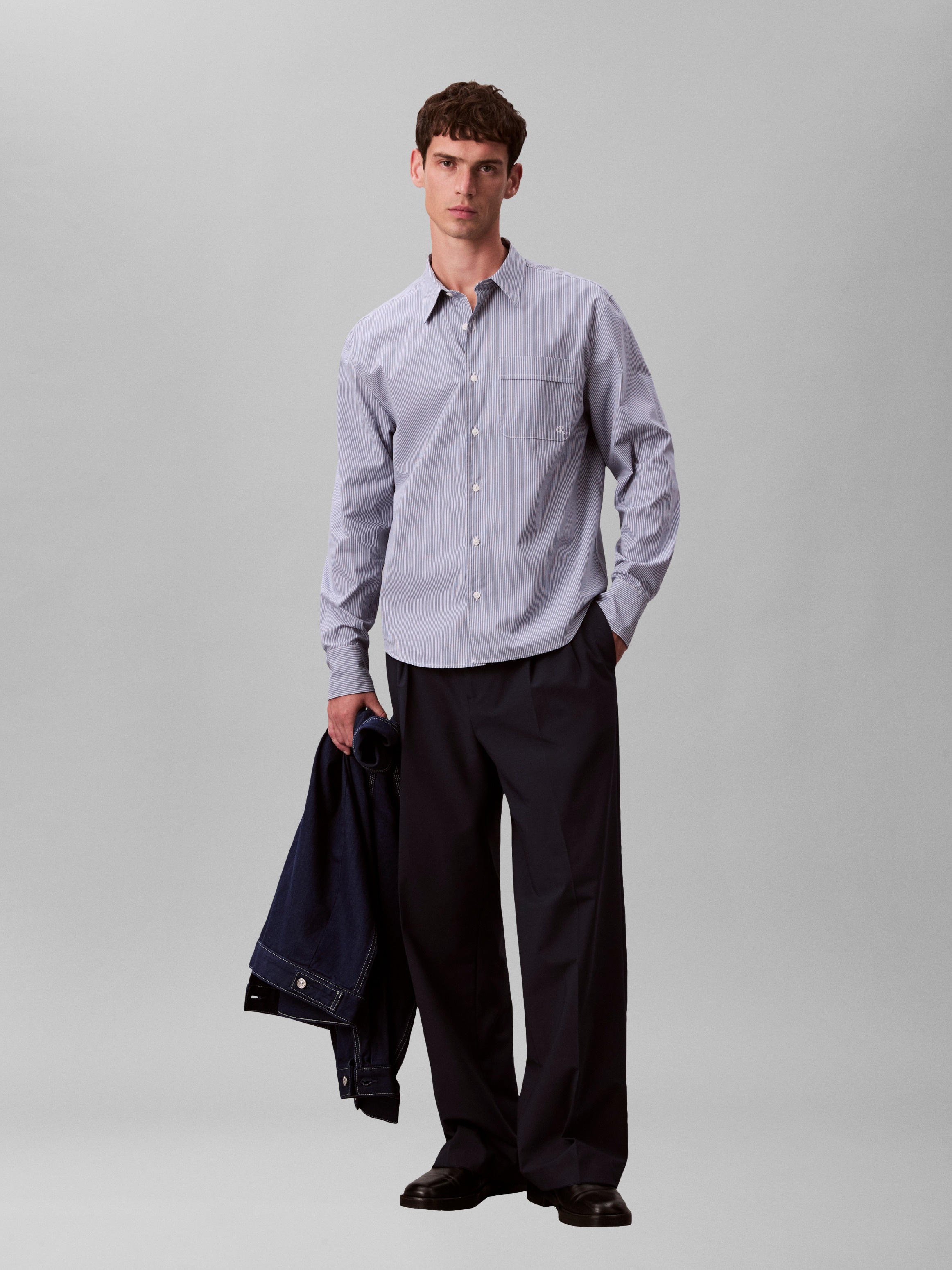 Calvin Klein Chemise à manches longues Regular fit, mit Rundhalsausschnitt