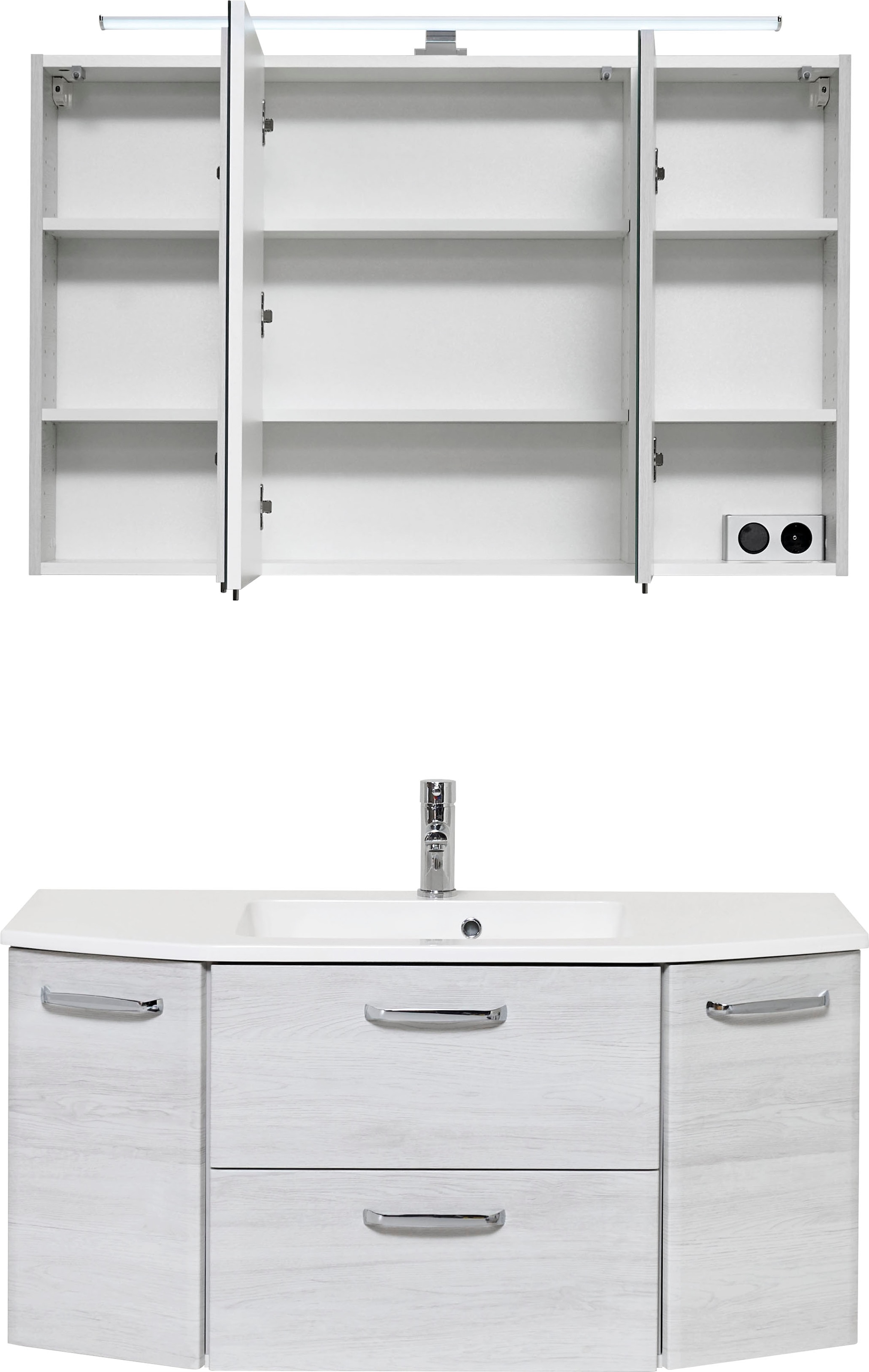 Saphir Ensemble de meubles de salle de bain »Quickset 2-teilig, Mineralmarmor-Waschtisch mit LED-Spiegelschrank« Ensemble, 2 cuis tlg.