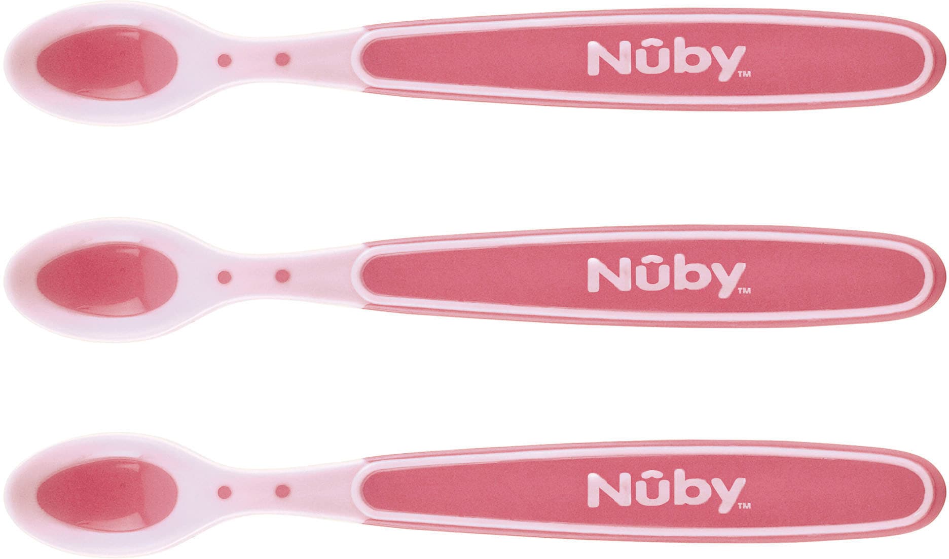 Nuby Kinderlöffel »Breilöffel Soft Flex, 3er Set, pink«, (Set, 3 tlg.), mit Wärmesensor