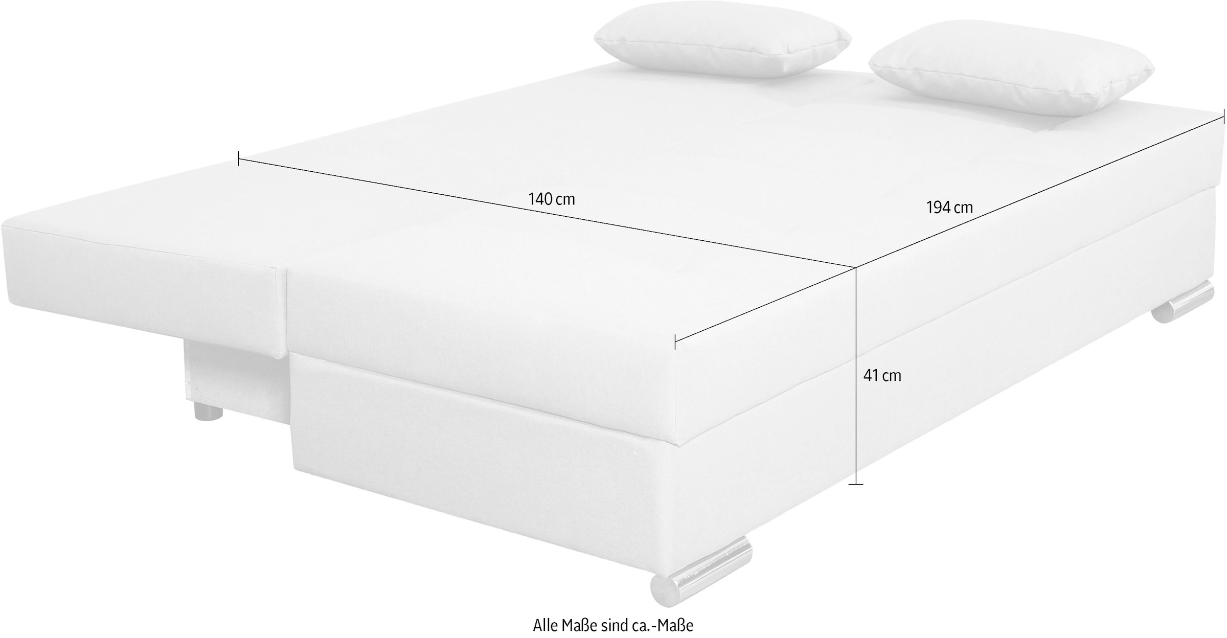 COLLECTION AB Schlafsofa »Tania mit Bettfunktion und Bettkasten«, komfortabler Sitzkomfort: Federkern-Polsterung, inklusive Rückenkissen